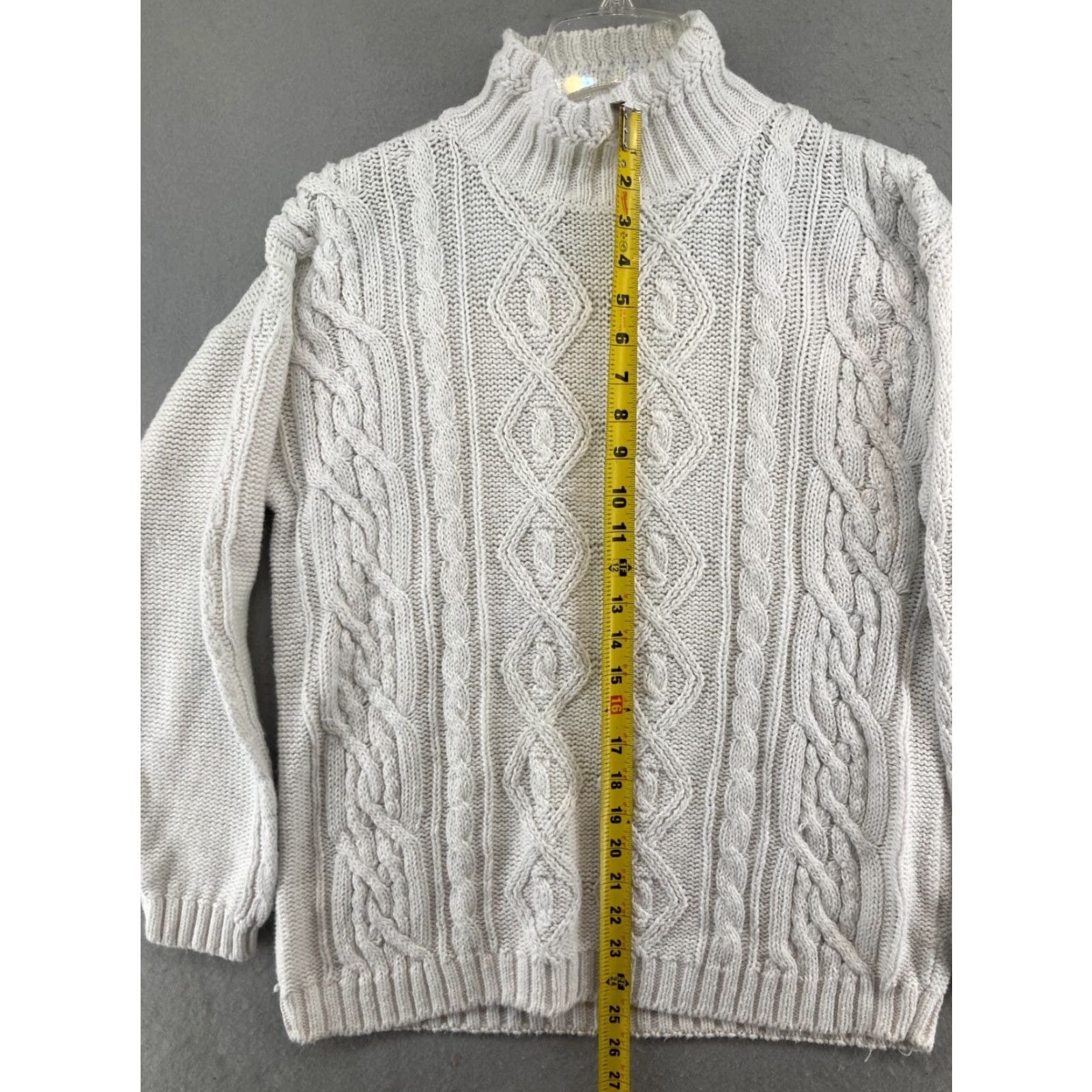 Vintage VINTAGE Casual Corner Women's Sweater Small Pullover Knit Mock Neck Cable Knit Fall Winter 90s White Mens Size S / US 4 / IT 40 - 3 Thumbnail