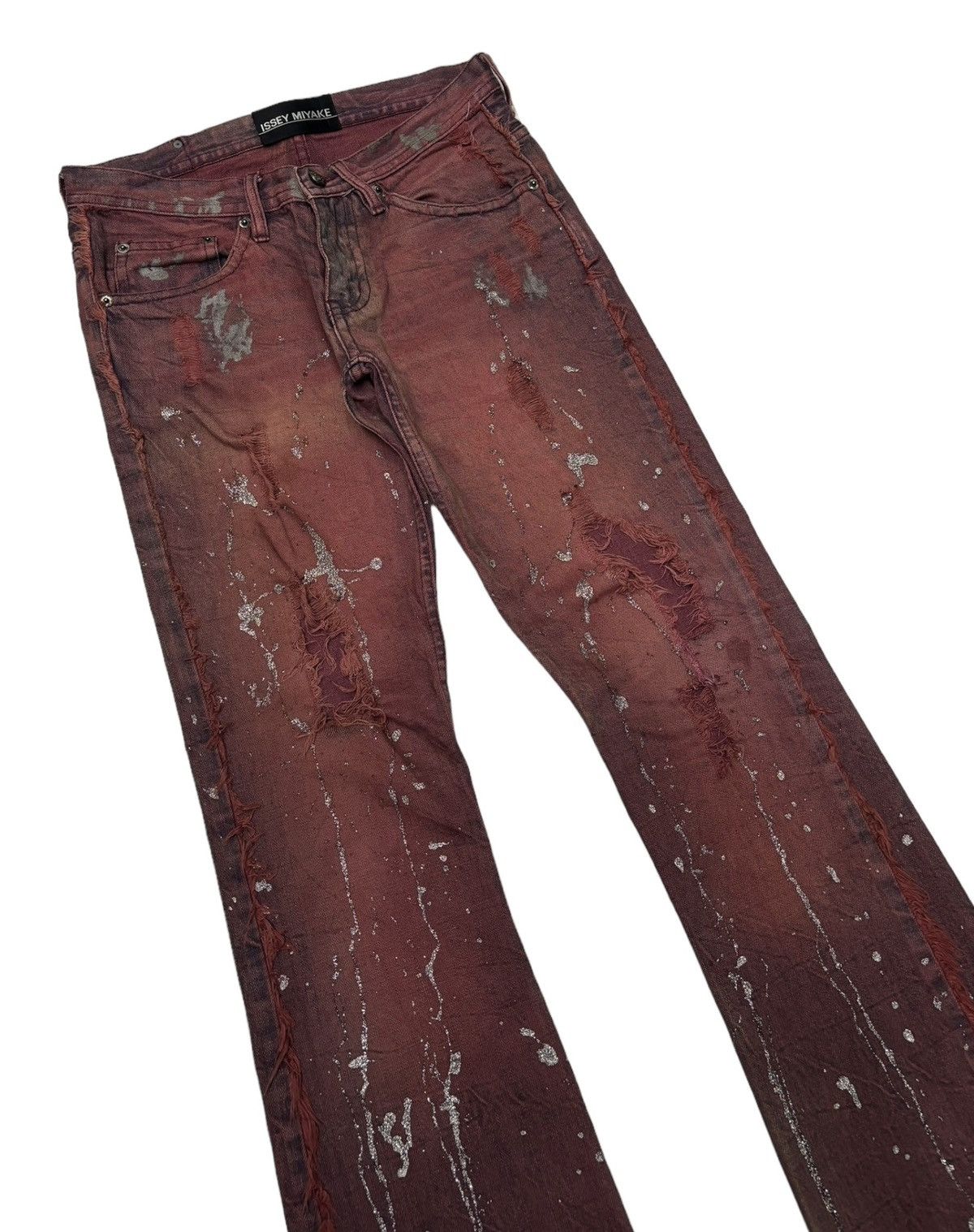 Issey Miyake × Japanese Brand ISSEY MIYAKE PAINTER SPLASH FLARED DENIM JEANS LOW RISE Size US 29 - 5 Thumbnail