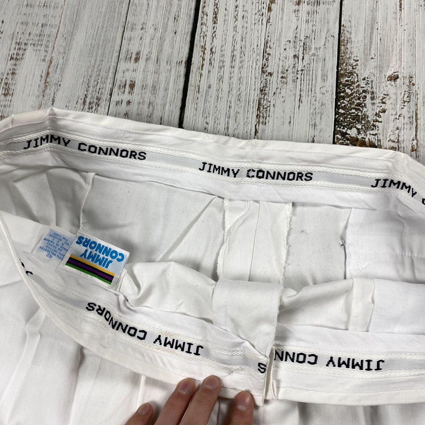 Vintage VINTAGE Jimmy Connors Shorts POLYCOTTON Herringbone 3" Inseam 42 White Mens Regular 42 Tennis Yacht Sailing Theme Size US 42 / EU 58 - 4 Thumbnail