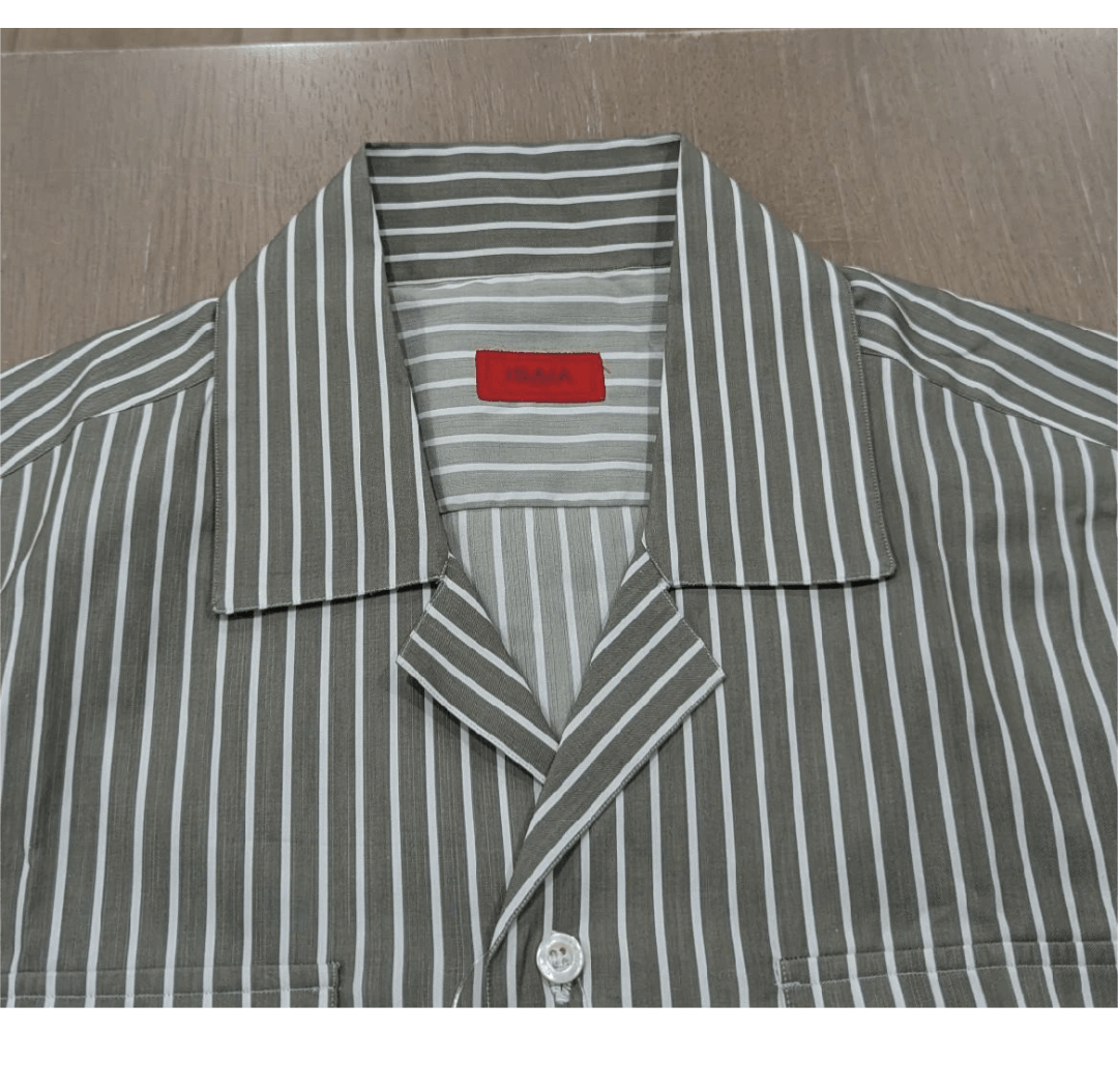 Isaia ISAIA Striped SS Button Up Camp Shirt Gray 40 US Medium Size US M / EU 48-50 / 2 - 2 Thumbnail