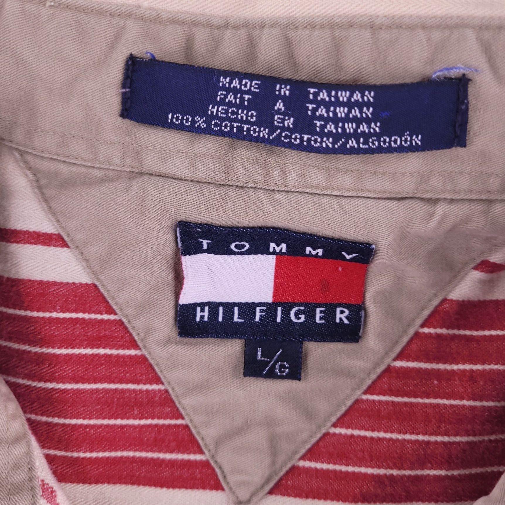 Tommy Hilfiger VINTAGE Tommy Hilfiger Shirt Mens XL Red Stripe Retro Button Long Sleeve Bowling Size US XL / EU 56 / 4 - 3 Thumbnail