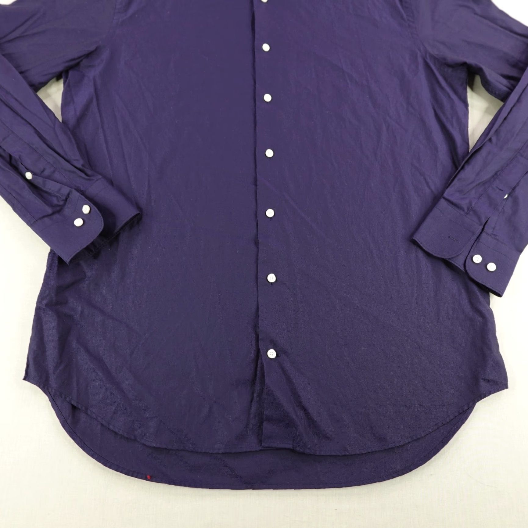 Suitsupply VINTAGE Suitsupply Shirt XL Blue Solid Long Sleeve Button-Up Cotton Spread Collar - Mens Size US XL / EU 56 / 4 - 3 Thumbnail