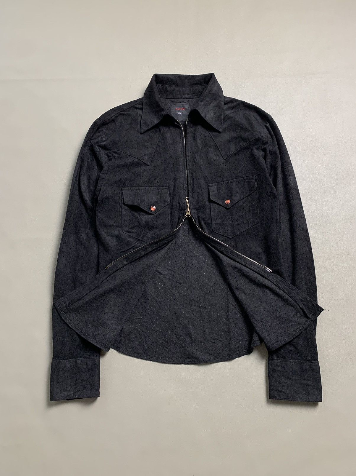 Issey Miyake × Japanese Brand × Yohji Yamamoto AAOW Western Velvet Zip Shirt Size US M / EU 48-50 / 2 - 2 Thumbnail