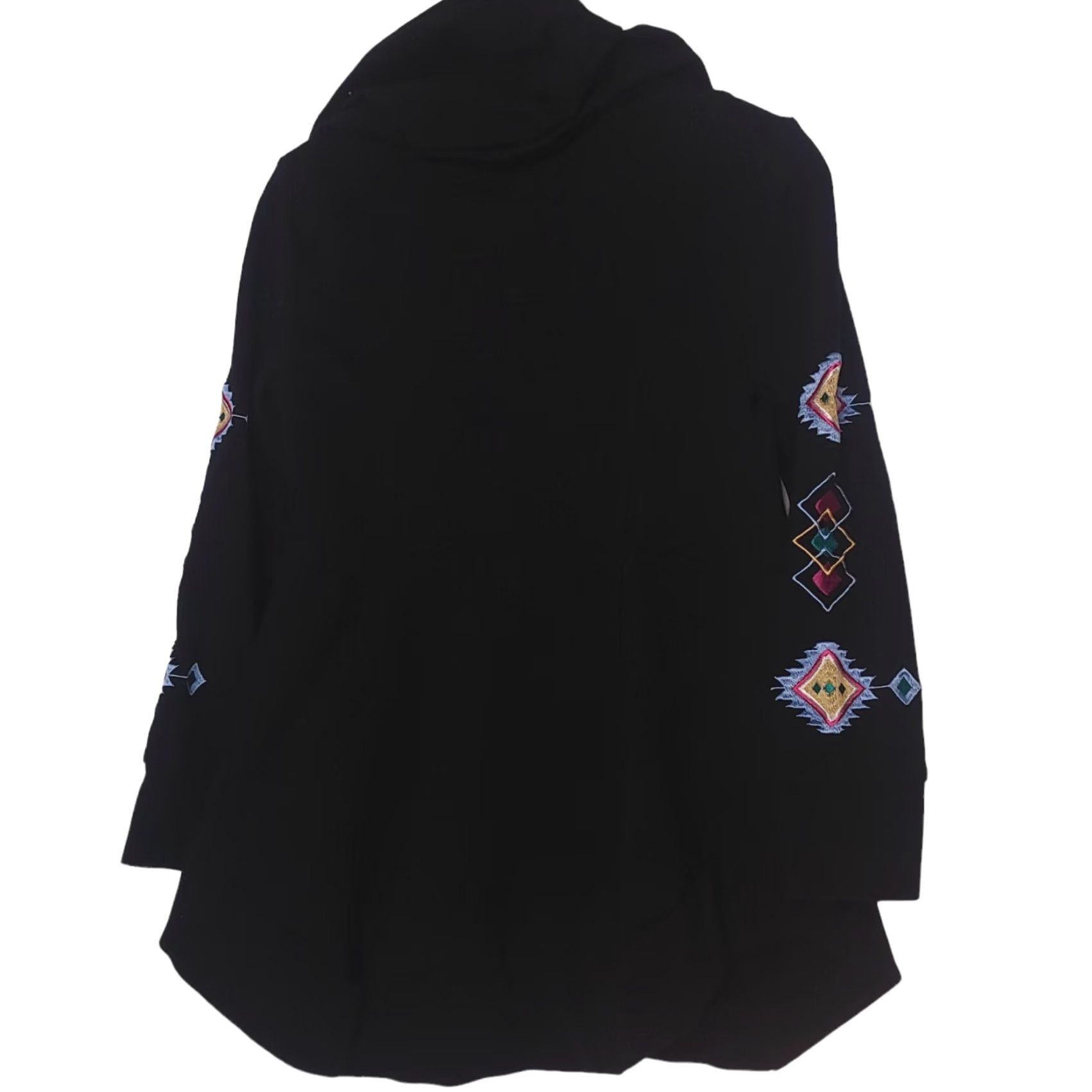 Vintage Monroe & Maine Women's Full Zip Sweatshirt M Black Hooded Boho Southwest Aztec Artsy Size M / US 6-8 / IT 42-44 - 4 Thumbnail