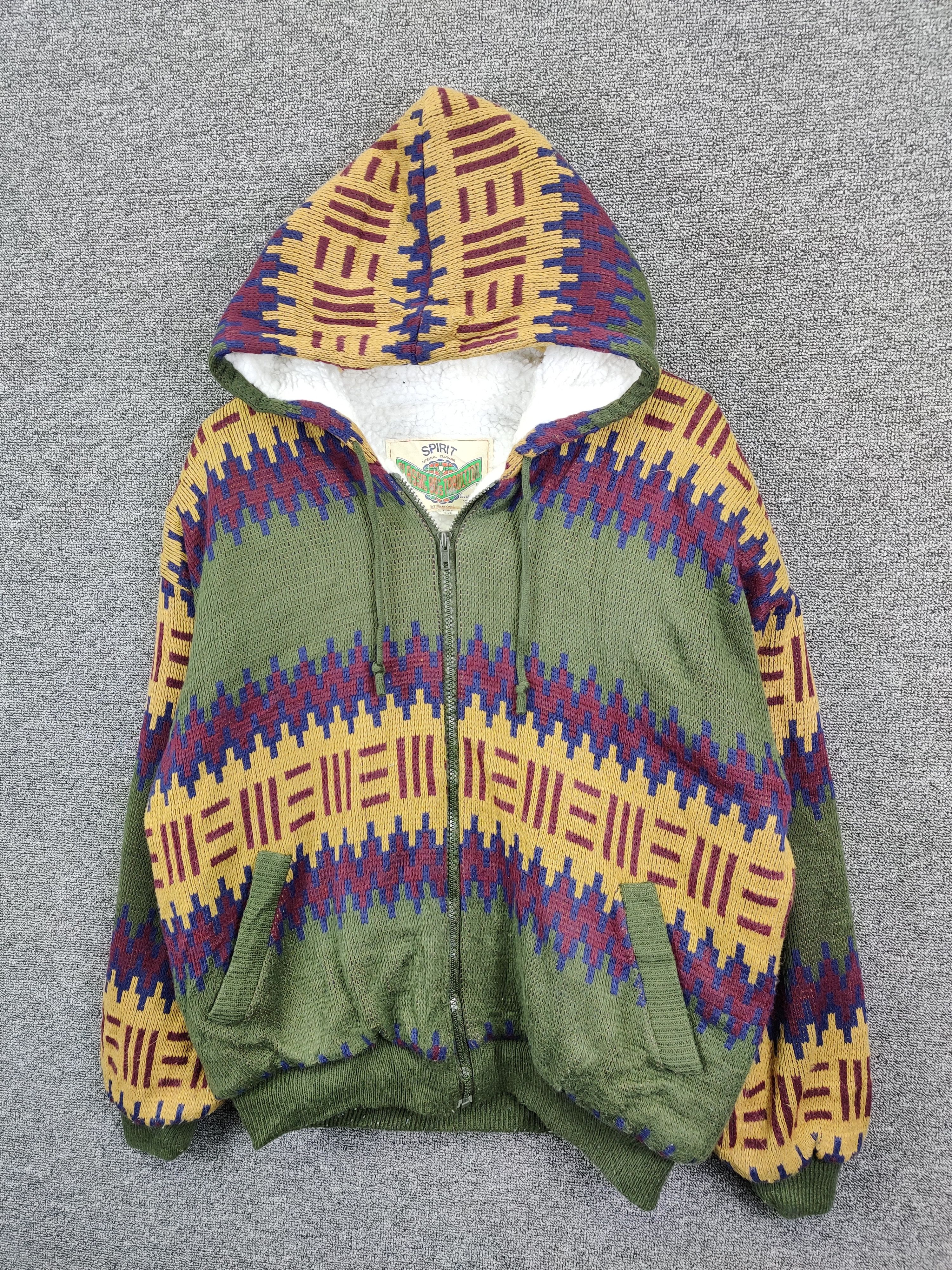 Japanese Brand Vintage Spirit Aztech Sherpa Hooded Jacket Nice Design Size US XL / EU 56 / 4 - 2 Thumbnail