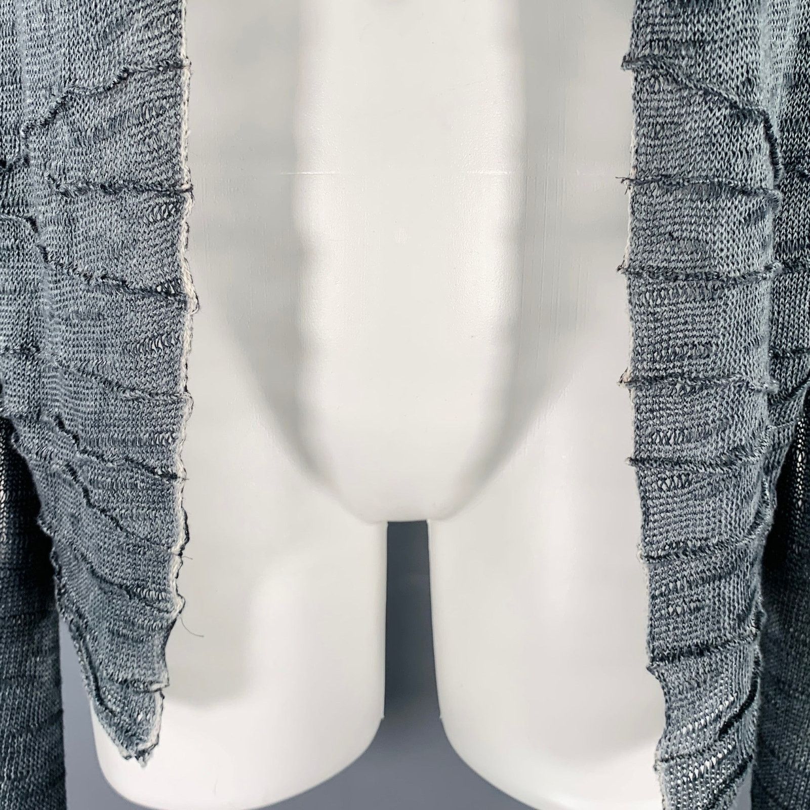 Avant Toi AVANT TOI Grey Charcoal Linen Marbled Open Front Cardigan Size M / US 6-8 / IT 42-44 - 2 Thumbnail
