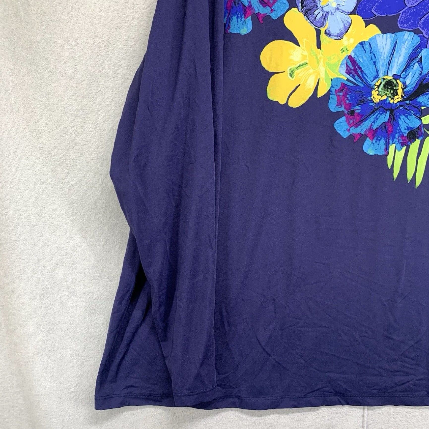 Lands' End VINTAGE Lands' End Women's Blouse 2X Plus Size Long Sleeve Floral Print Lightweight Stretchy Blue Casual Size XXL / US 16-18 / IT 52-54 - 5 Thumbnail