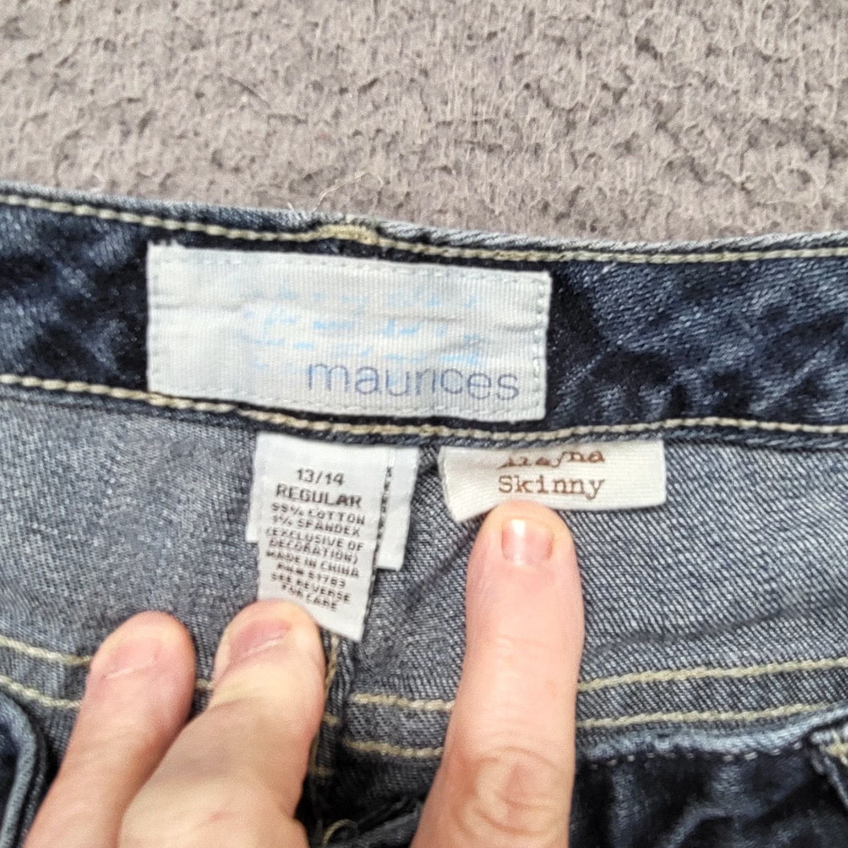 Vintage Maurices Alayna Skinny Jeans Womens 13/14 Regular Blue Denim 36x31 Belt Loops 5-Pocket Design Logo Zipper Button Size 34" / US 12 / IT 48 - 2 Thumbnail