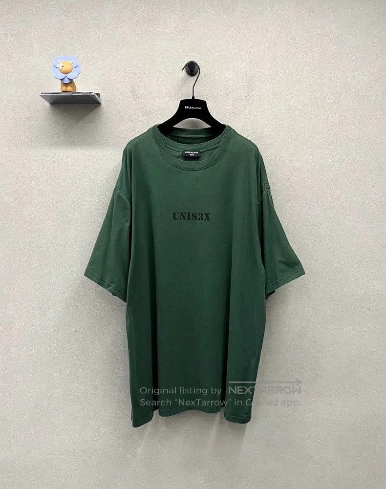 Balenciaga Letter Print Green Short Sleeve T-Shirt.