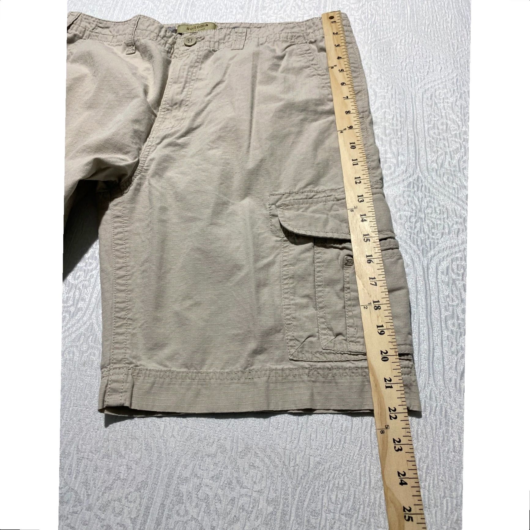 Alife Sonoma Life + Style Mens 38 Khaki Tan Ripstop Cotton Cargo Shorts Size US 38 / EU 54 - 6 Thumbnail