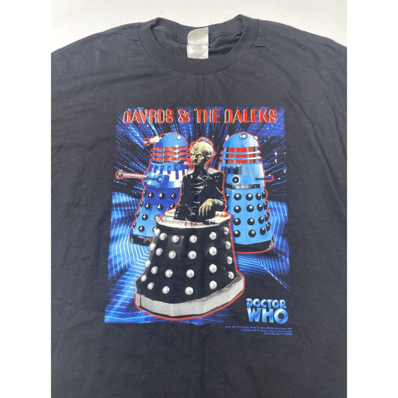 Vintage VINTAGE Doctor Who Davros & The Daleks Shirt L Black T-Shirt Short Sleeve Crew Neck Logo Graphic Print 90s Movie Promo Aliens Mens Size US L / EU 52-54 / 3 - 2 Thumbnail
