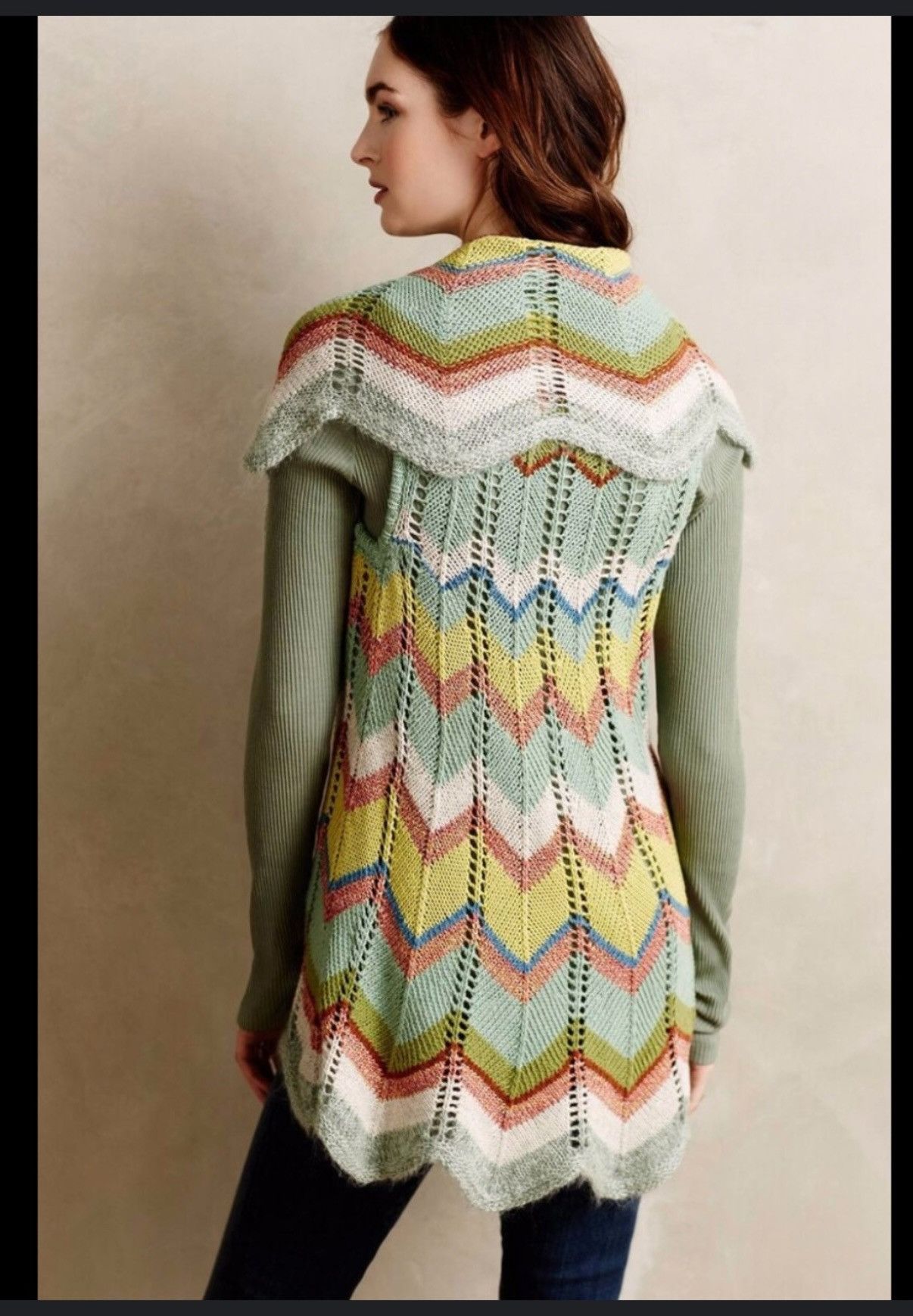 Anthropologie Anthropologie Rosie Neira Crochet Chevron Sweater Wool Size XS / US 0-2 / IT 36-38 - 8 Thumbnail