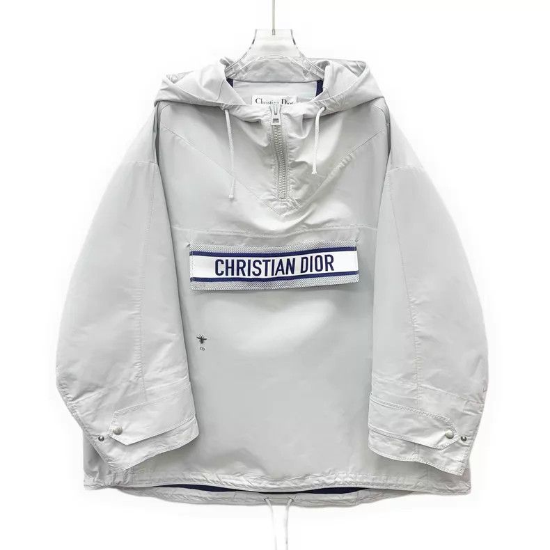Dior Dior Greyish-white floral printed hooded drawstring semi-z Size S / US 4 / IT 40 - 1 Thumbnail