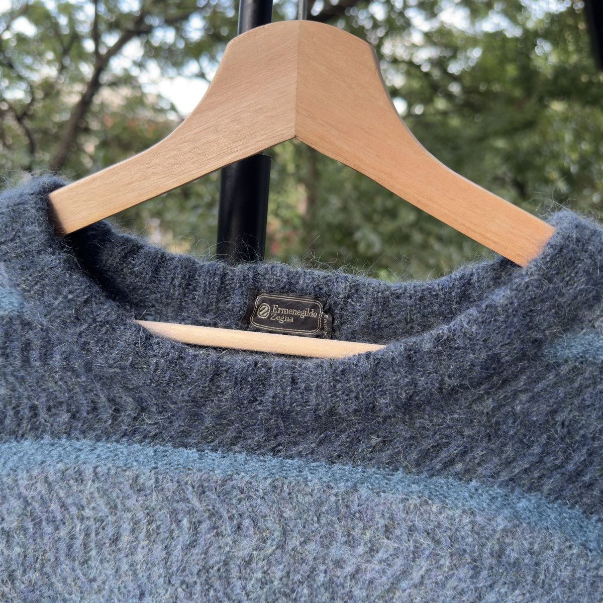 Ermenegildo Zegna Vintage Zegna Blue Mohair Sweater ERD Grunge Faded Size US XL / EU 56 / 4 - 4 Thumbnail