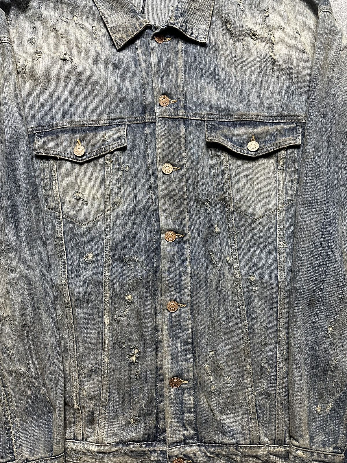 Balenciaga Balenciaga Rhinestone Logo Oversized Denim Jacket Size US XL / EU 56 / 4 - 2 Thumbnail