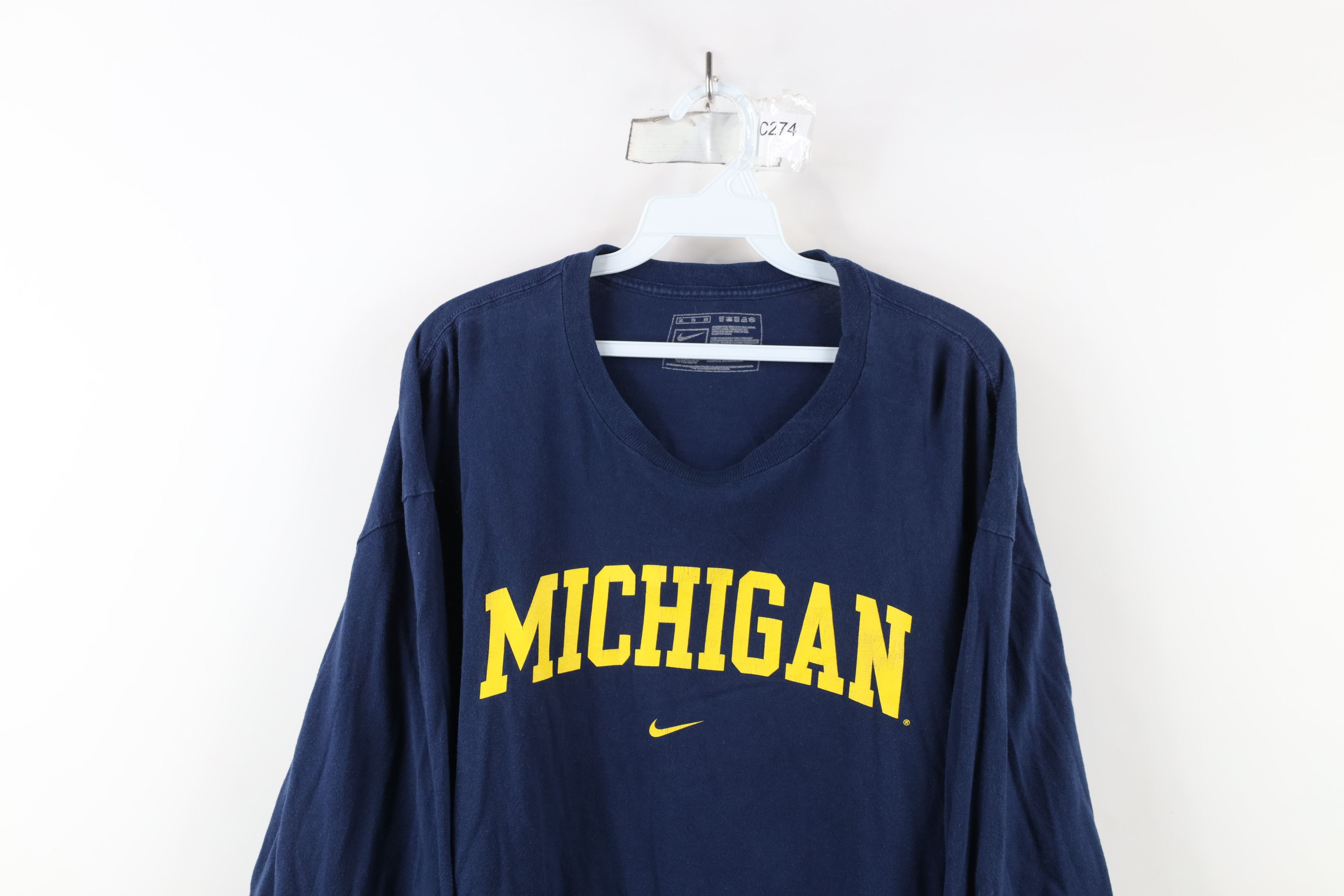Nike × Vintage Vintage Nike Swoosh University of Michigan T-Shirt Blue Size US XL / EU 56 / 4 - 2 Thumbnail