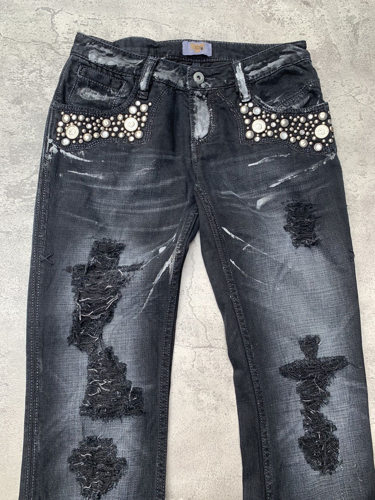 Japanese Brand ANTIK DENIM distressed coin flare jeans Size US 26 / EU 42 - 6 Thumbnail