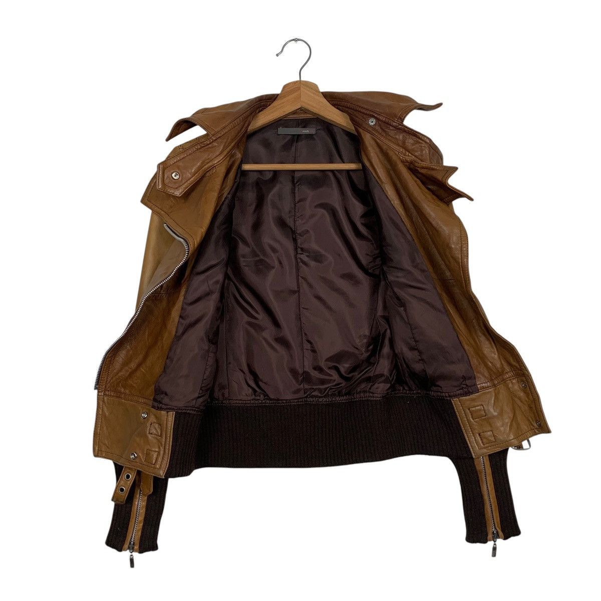 Japanese Brand Smork By Diva Double Colar Biker Leather Jacket Size XS / US 0-2 / IT 36-38 - 11 Thumbnail