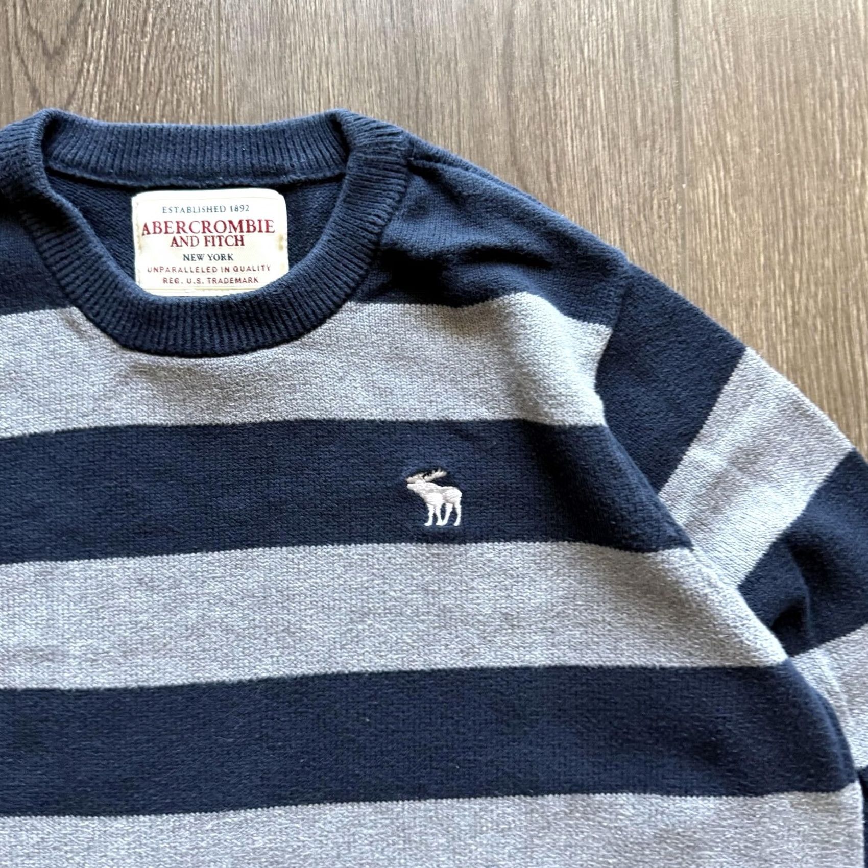 Abercrombie & Fitch Abercrombie & Fitch Sweater Mens Medium Blue Knit Crewneck Pullover Striped Y2K Vintage? Size US M / EU 48-50 / 2 - 4 Thumbnail