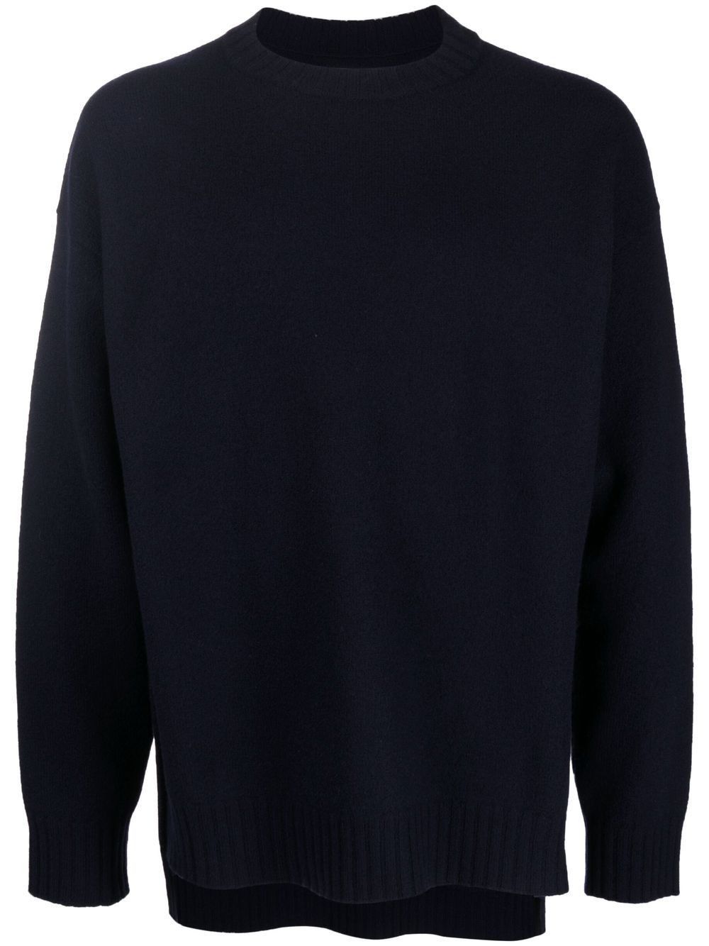 Jil Sander o1y1124 Cashmere Blend Crew-Neck Sweater in Navy Blue Size US M / EU 48-50 / 2 - 1 Thumbnail