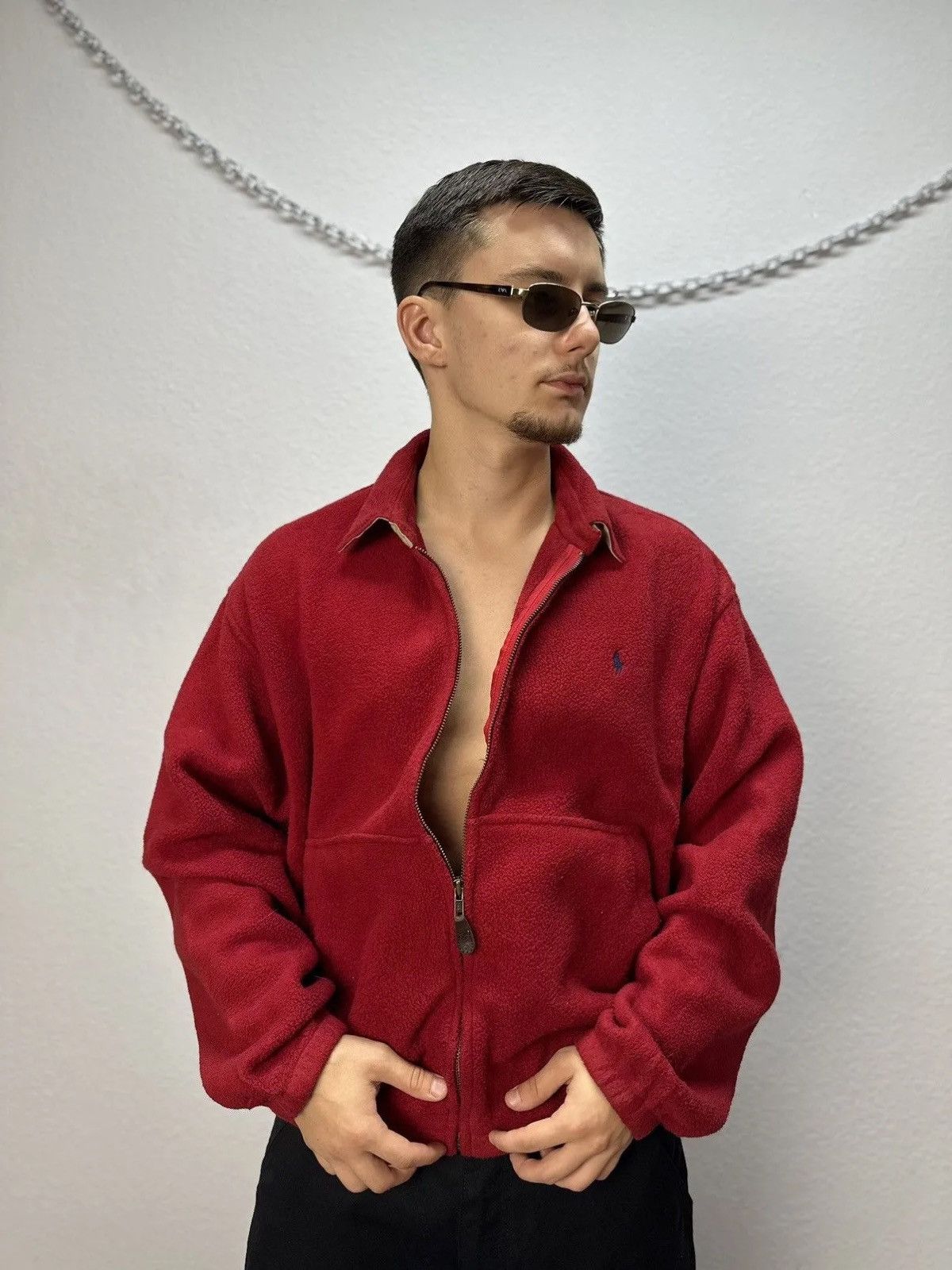 Polo Ralph Lauren × Vintage Vintage Polo Ralph Lauren fleece Jacket full zip Distressed Size US M / EU 48-50 / 2 - 1 Thumbnail