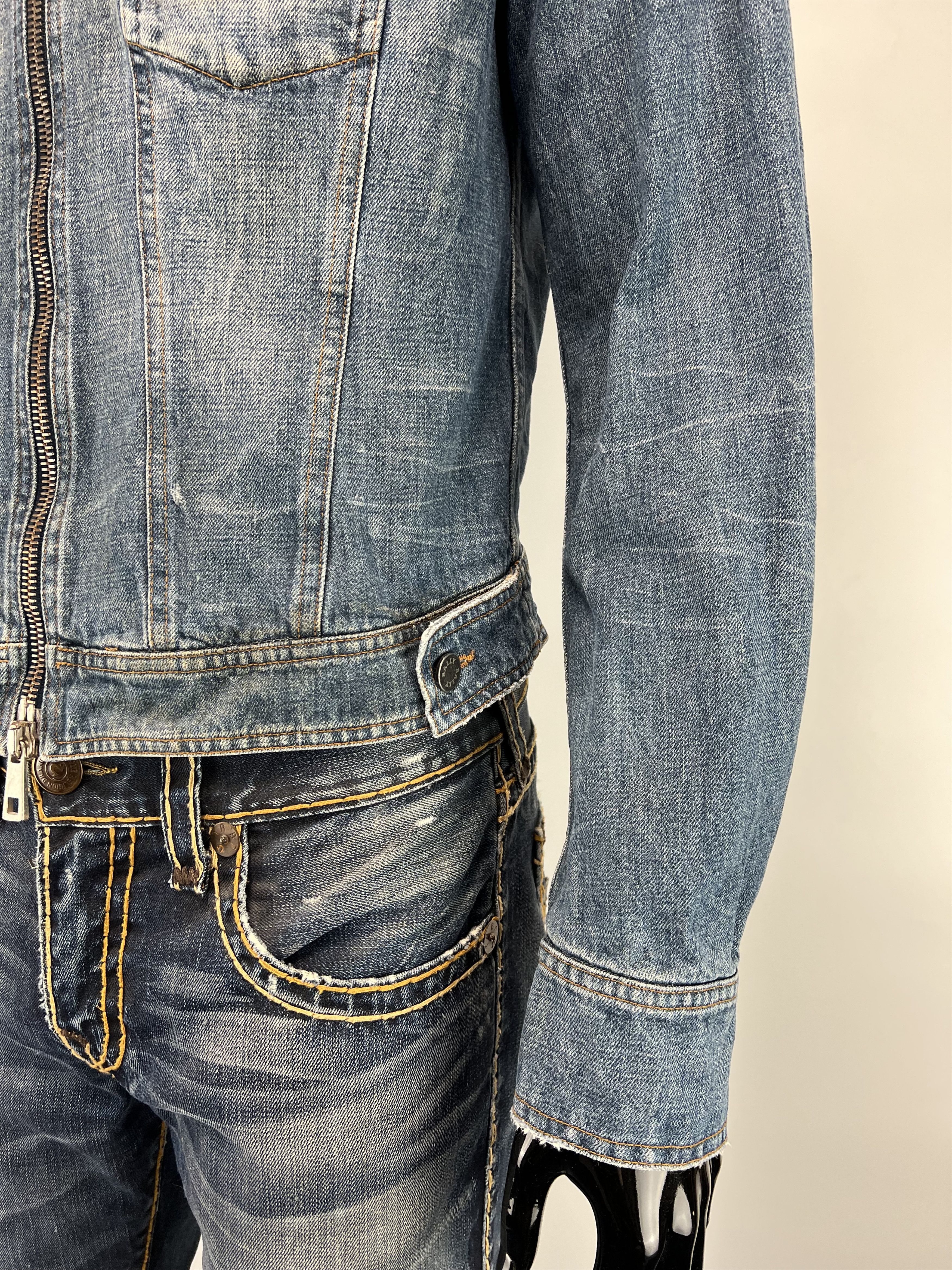 Bally Bally Rare Vtg Full Zip Distressed Denim Biker Jacket M/L Size US L / EU 52-54 / 3 - 6 Thumbnail