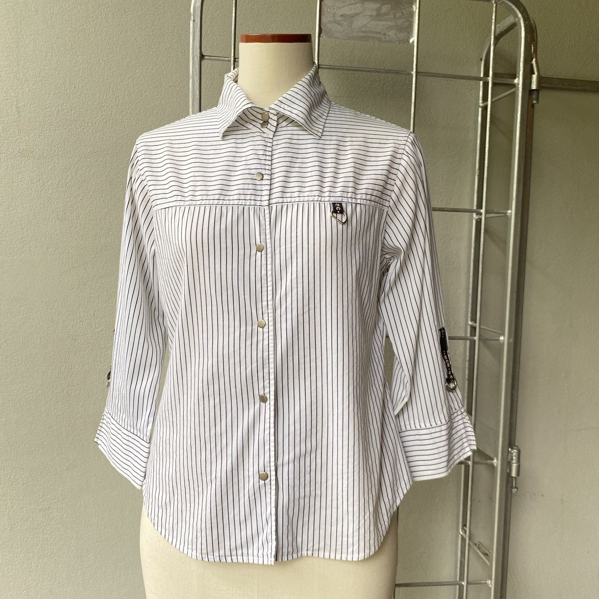 MCM MCM White Black Stripe Shirt Size M / US 6-8 / IT 42-44 - 13 Thumbnail