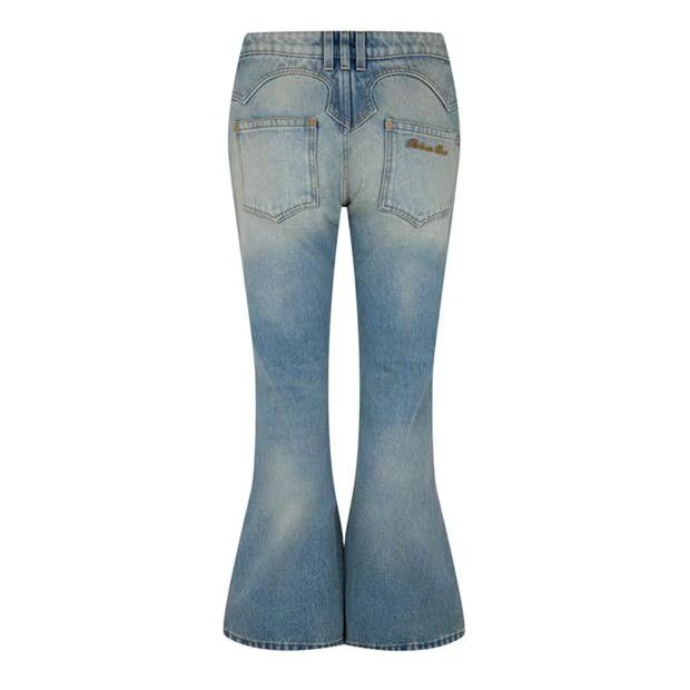 Balmain o1g2r1mq1024 Crop Bootcut Jeans in Denim Blue Size 29" - 3 Thumbnail
