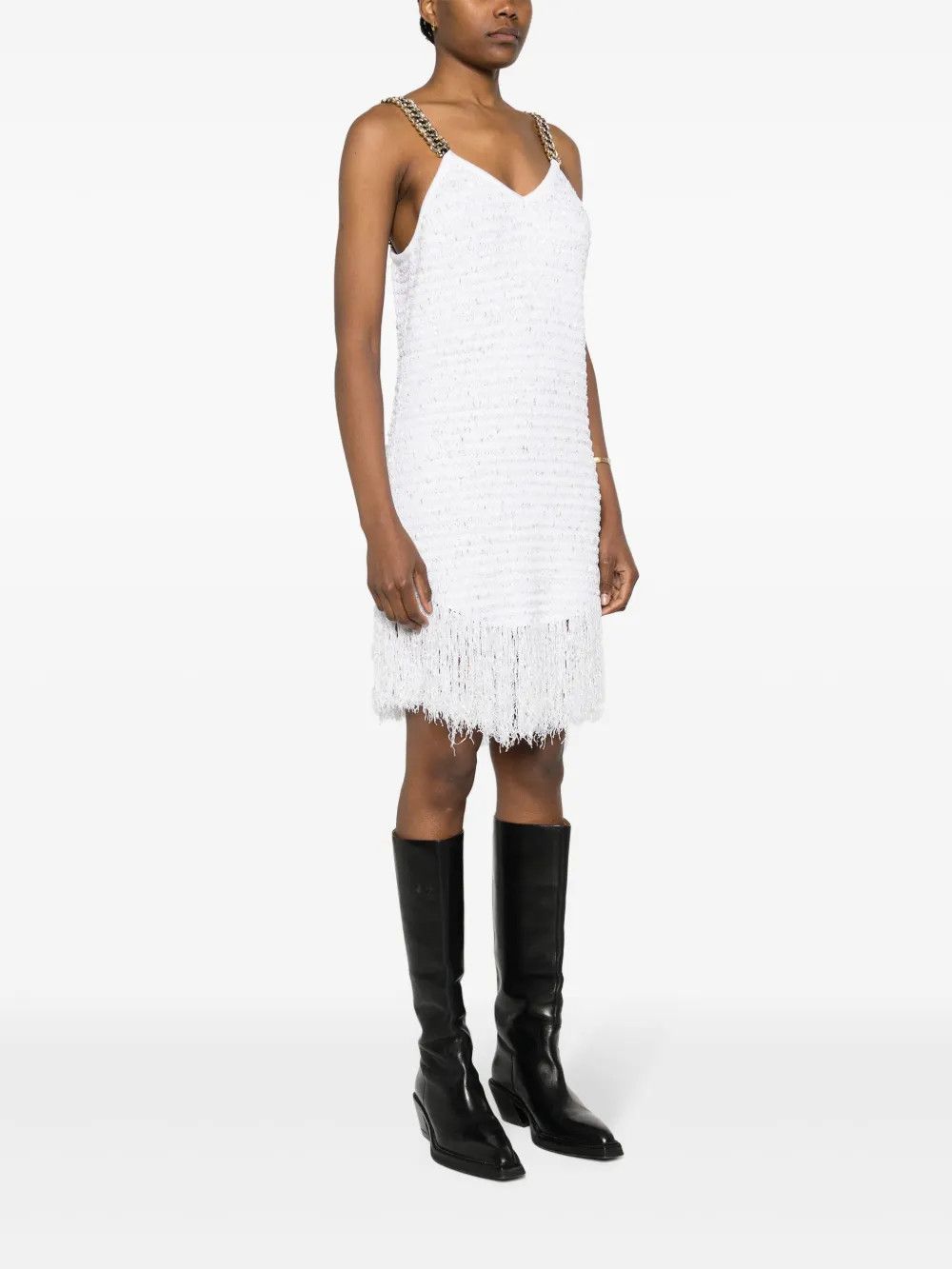Balmain o1y0525 Mini Dress in White Size M / US 6-8 / IT 42-44 - 3 Thumbnail