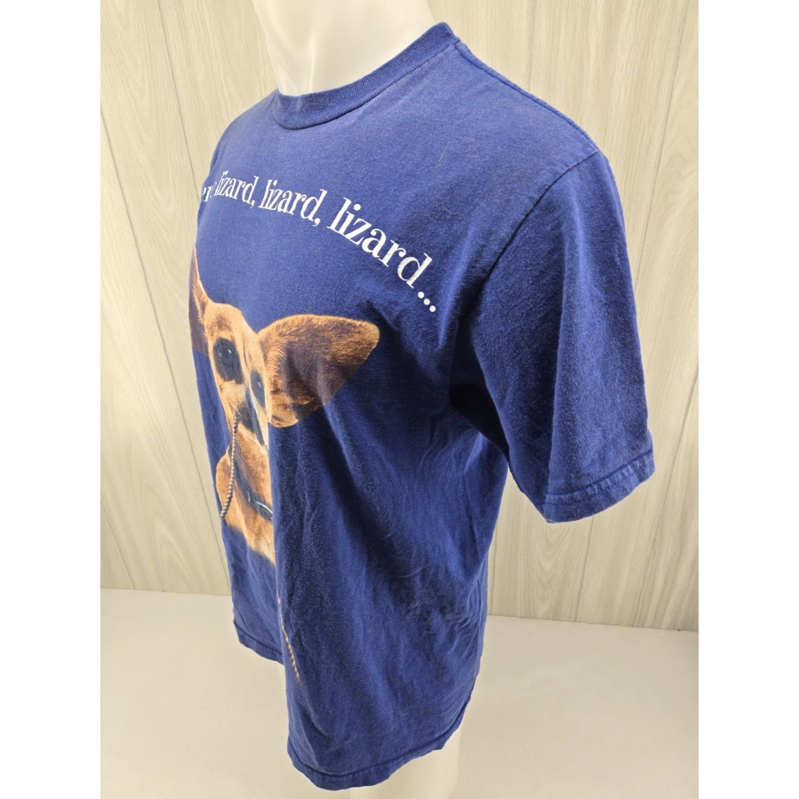 Tultex VINTAGE Tultex T-Shirt Double-Sided Blue LARGE Graphic Print 90s Taco Bell Here Lizard Chihuahua Godzilla Dogs Dogs Mens Shirt Size US L / EU 52-54 / 3 - 5 Thumbnail