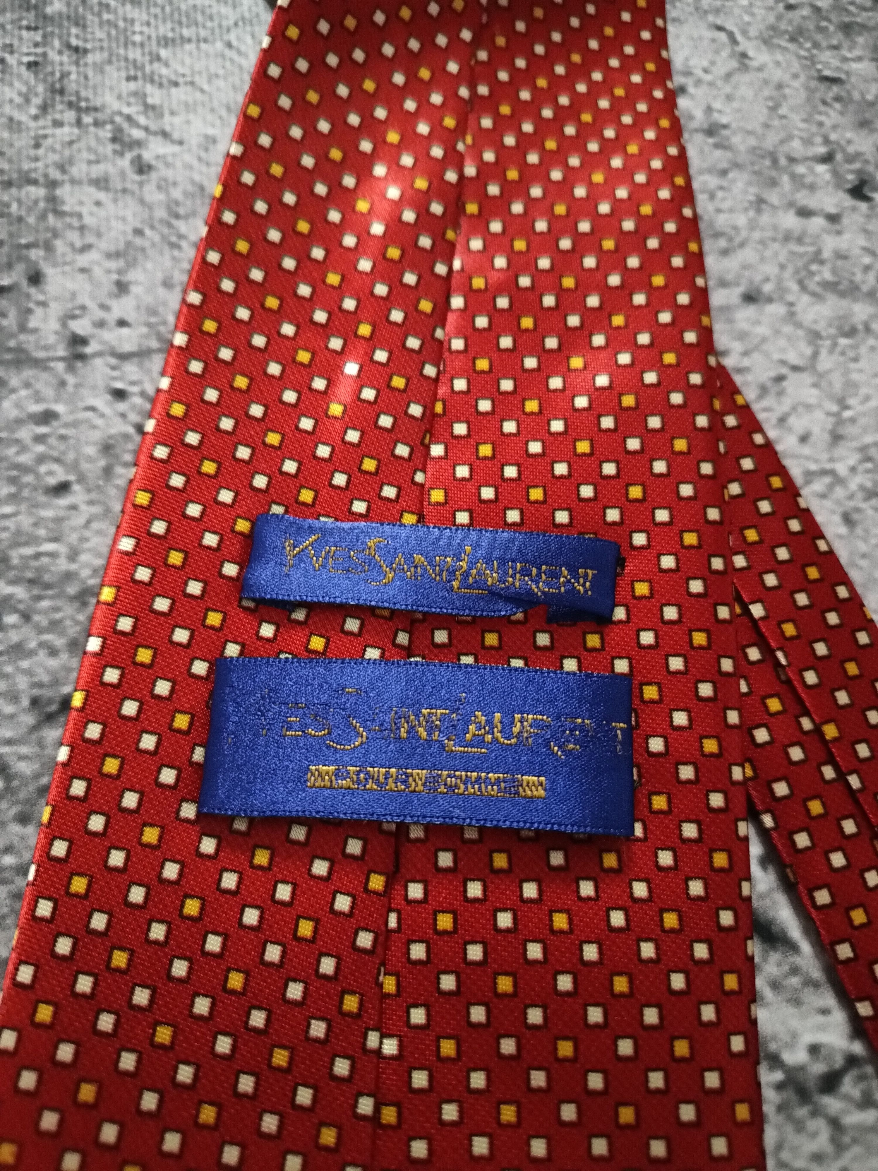 Yves Saint Laurent Yves Saint Laurant YSL Men's Tie Red Silk Necktie Size ONE SIZE - 5 Thumbnail