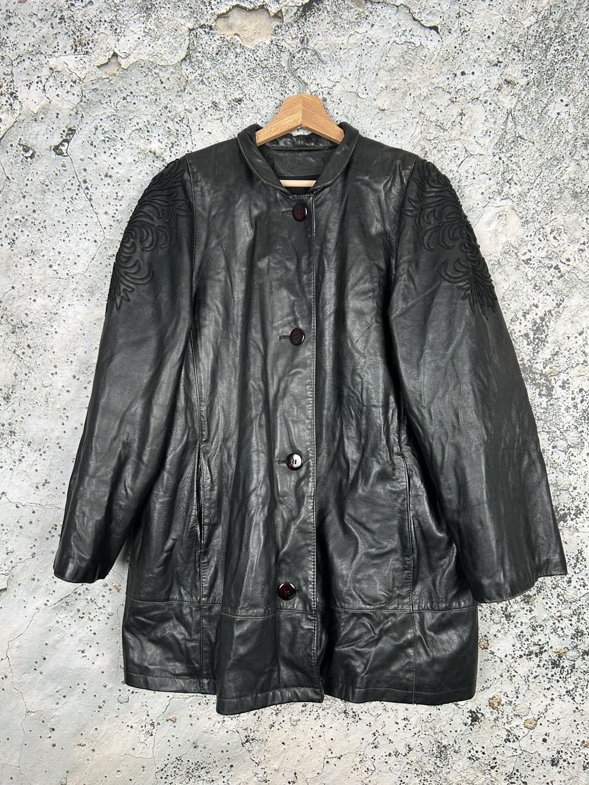 Genuine Leather Vintage Avant Garde Genuine Leather Coat Grunge Goth Punk Size US L / EU 52-54 / 3 - 1 Thumbnail