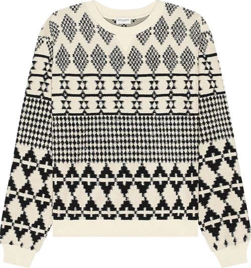 Saint Laurent Paris o1bcso1str1024 Jacquard Jersey in Natural/Black Size US M / EU 48-50 / 2 - 1 Preview