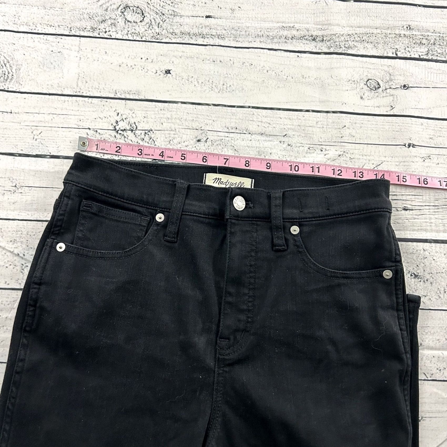 Madewell Madewell Jeans Women 29 Black Skinny Denim Stretch 10" High Rise Slim Button Capable N/A Size 29" - 6 Thumbnail