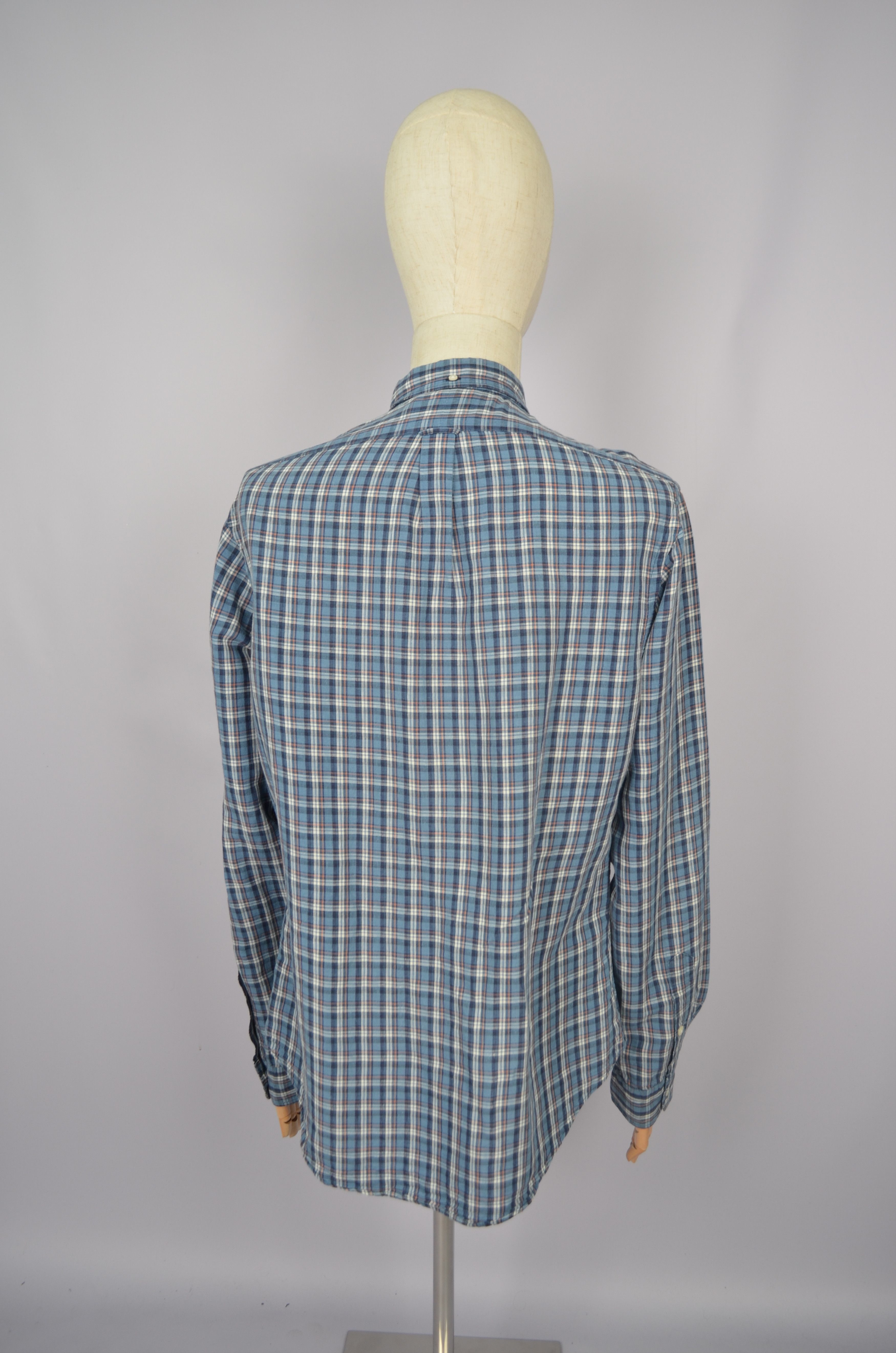 Designer × Polo Ralph Lauren Polo Ralph Lauren Check Blue White Linen\Cotton Slim Shirt Size US L / EU 52-54 / 3 - 5 Thumbnail
