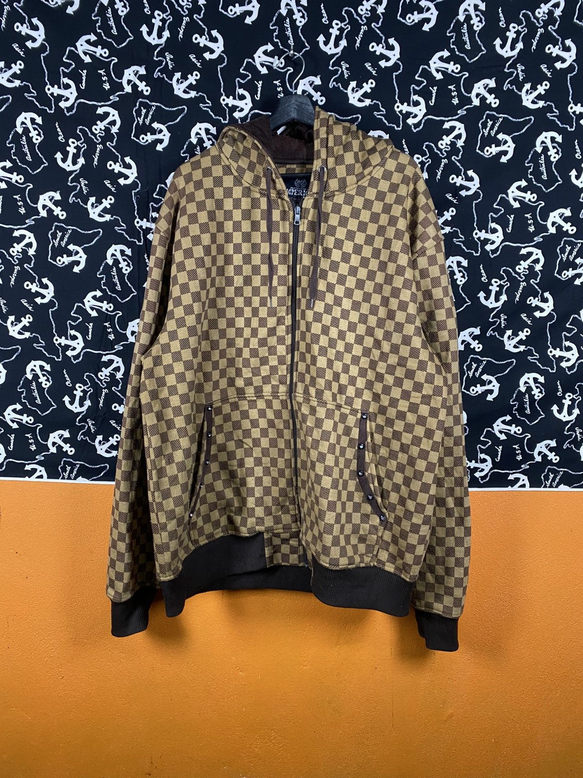 Imperious Imperious Checkered Zip Hoodie | Brown & Tan Pattern Size US XXL / EU 58 / 5 - 6 Thumbnail