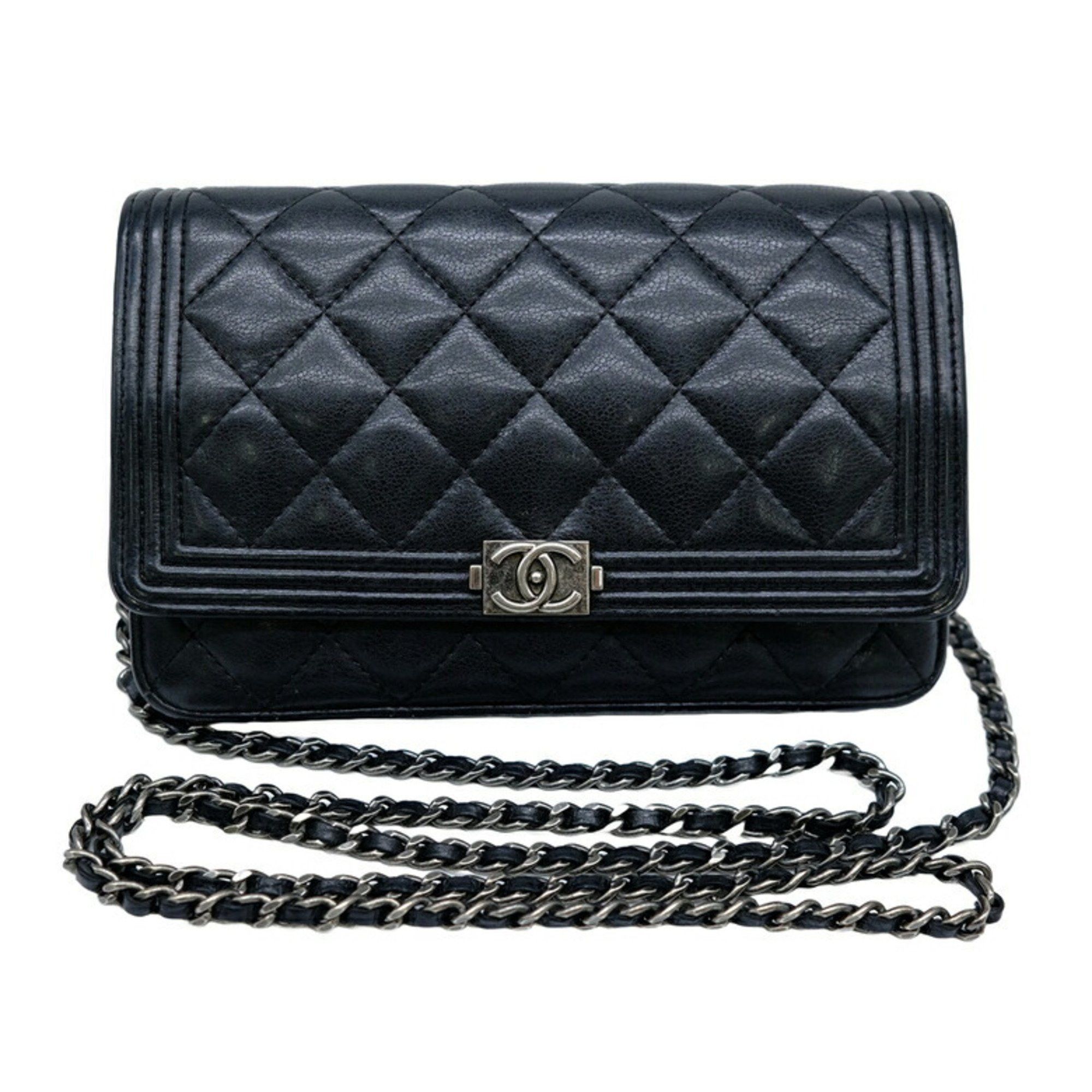 image of Chanel Matelasse Chain Shoulder Boy Wallet Black 22855969, Women's