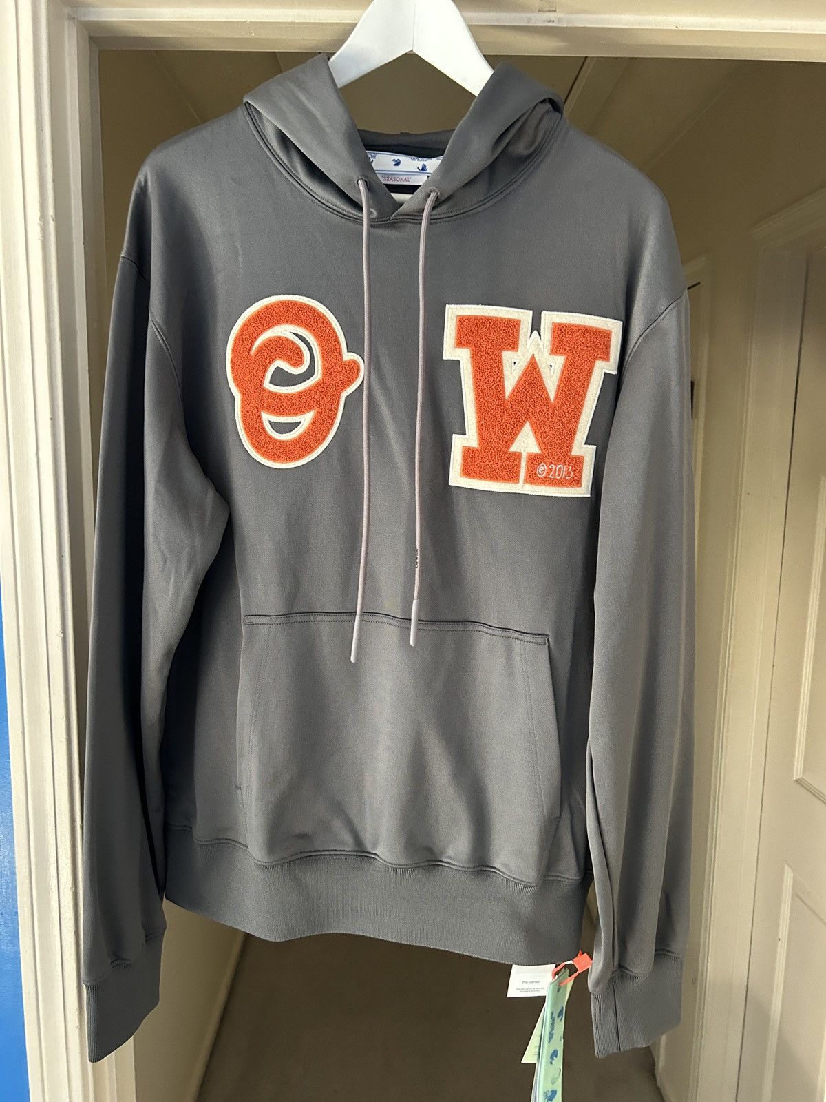 image of Off White Off-White Patch Slim Hoodie Aw22 Grey Virgil Abloh Ow, Men's (Size Medium)