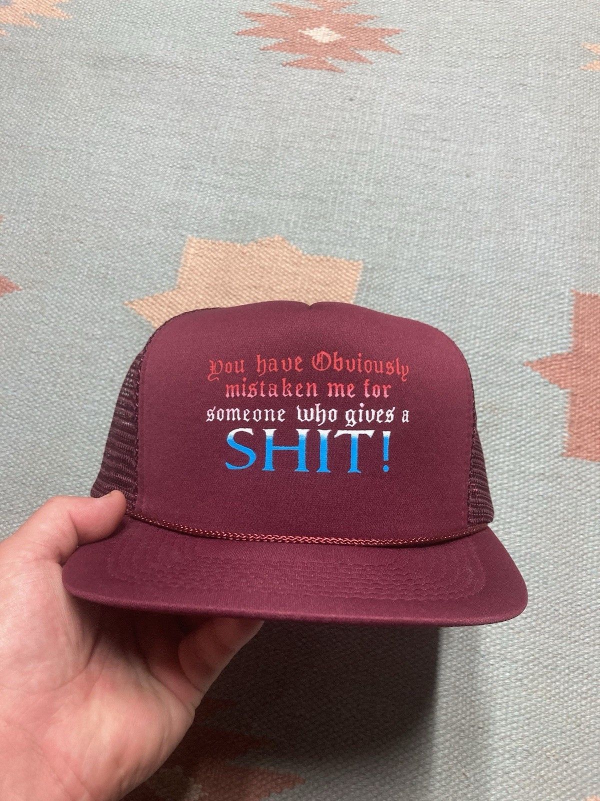 Vintage Vtg trucker hat mistaken me someone who gives a S#!T funny Size ONE SIZE - 2 Thumbnail