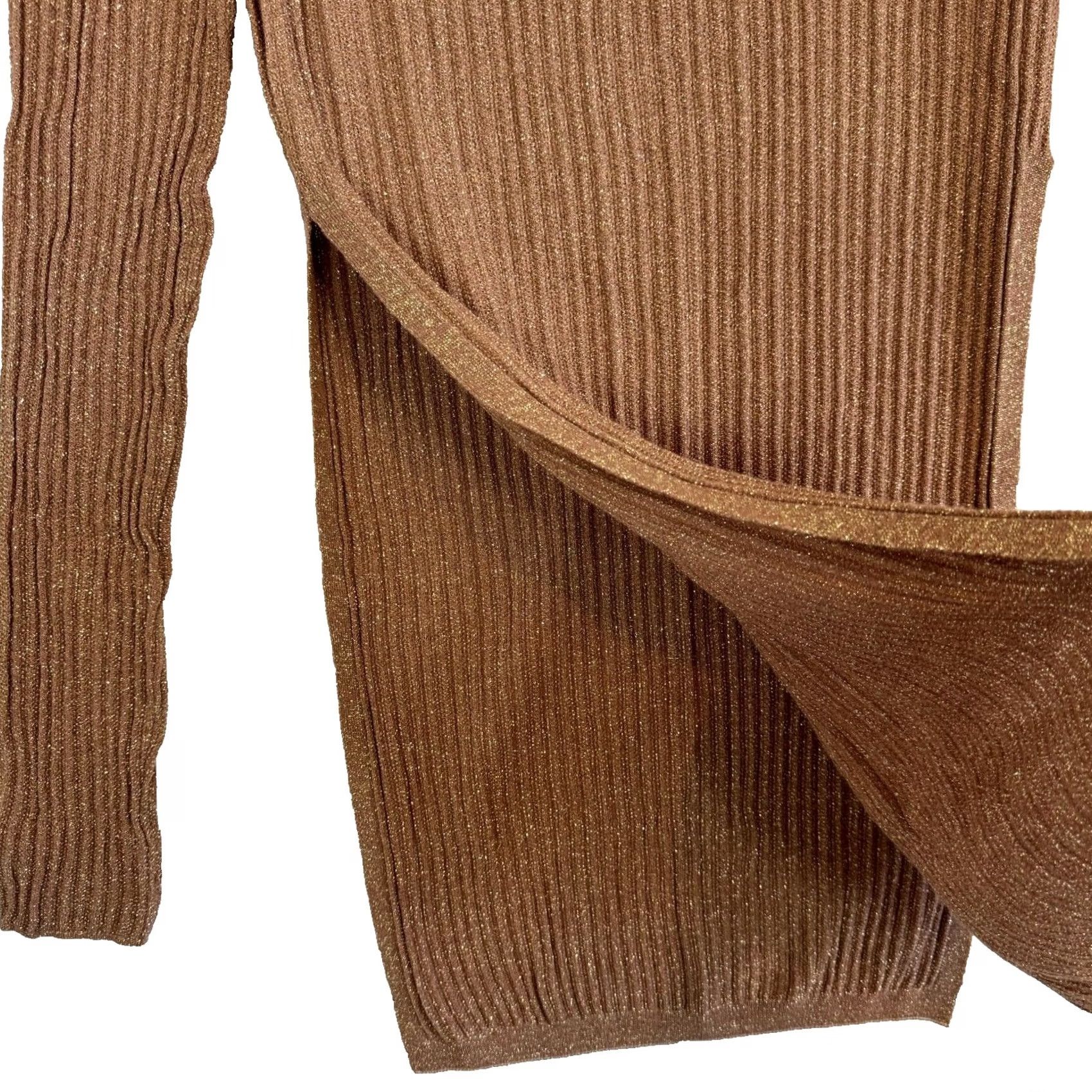 Asos ASOS Tunic Sweater Women’s 6 Brown Copper Sparkle Ribbed Pullover Acrylic W 317 Size M / US 6-8 / IT 42-44 - 3 Thumbnail