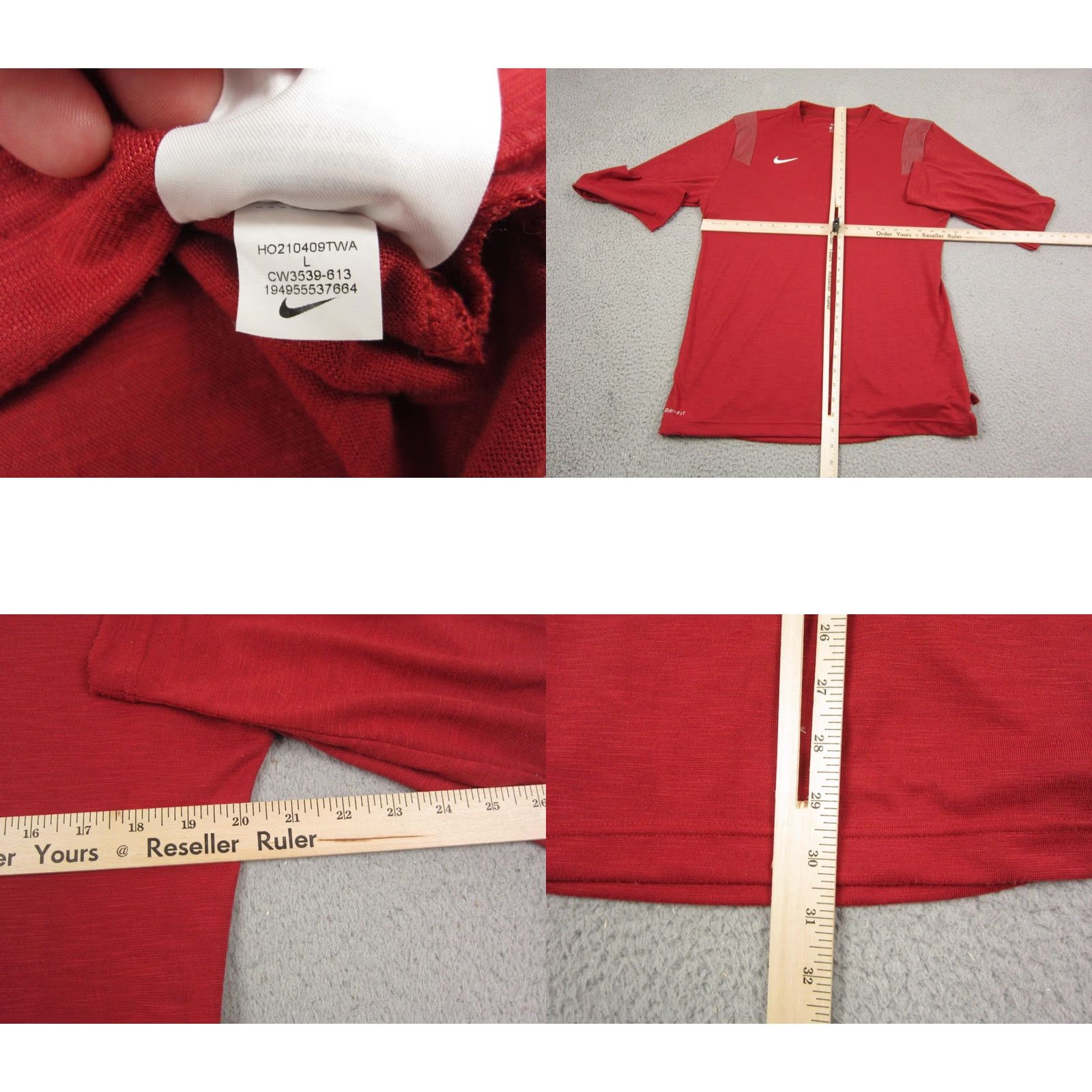 Nike VINTAGE Nike Dri-FIT Shirt Mens L Red 90s Nike Shirt Long Sleeve Gym Size US L / EU 52-54 / 3 - 8 Thumbnail
