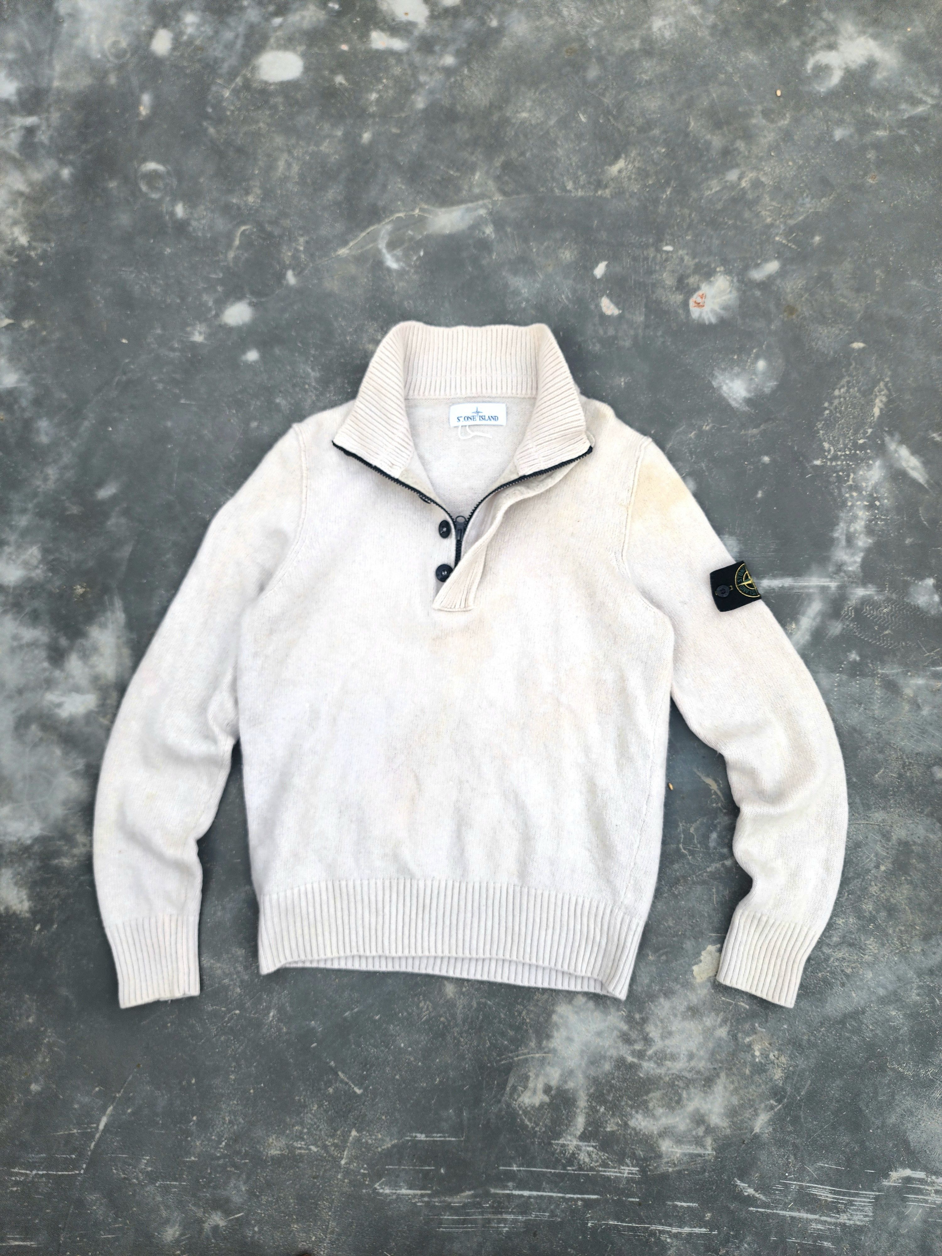 STONE  MAGLIA KNIT セーター Stone Island STONE ISLAND Men's Grey Wool Knitted Zip Jumper