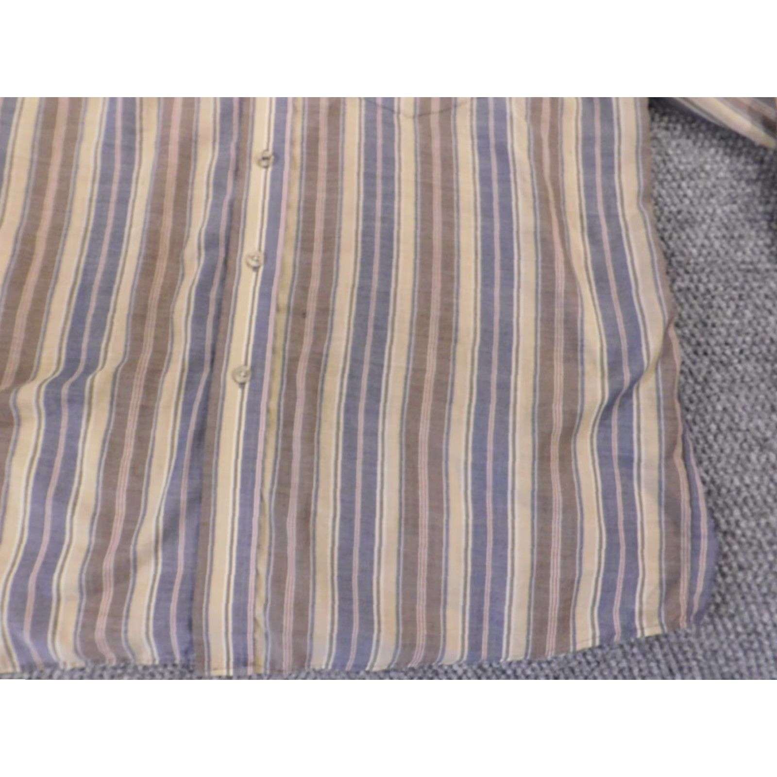 Vintage David Taylor Mens Shirt L brown striped Button-Down Collar Long Sleeve Button-Up Regular Fabric Cotton Knit Vintage No Size US L / EU 52-54 / 3 - 3 Thumbnail