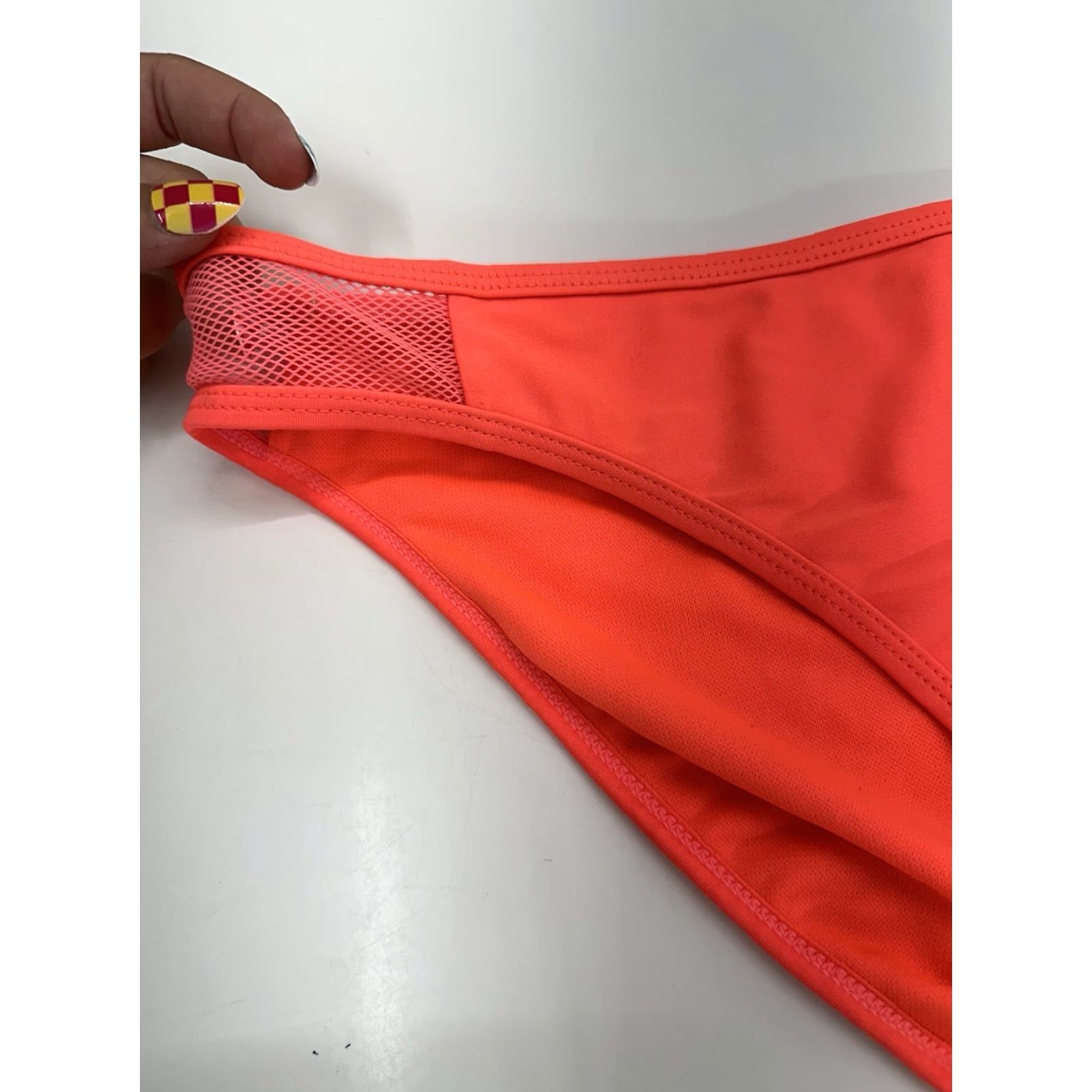 Vintage Xhilaration Womens Bikini Bottoms Size L Neon Orange Swimsuit Bottoms Solid Beach Neon 80s Size 36" / US 14 / IT 50 - 2 Thumbnail