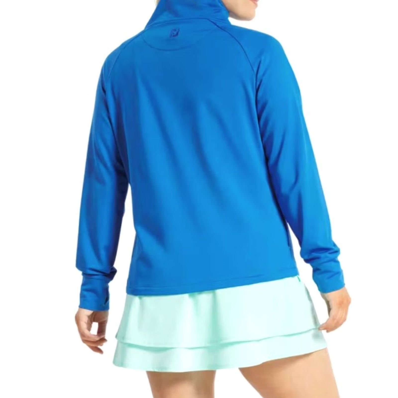 Footjoy FootJoy Pullover Womens Small Blue Funnel Collar Golf 4 Way Stretch Thumbholes Jacket 1/4 Zip Mock Neck Zipless? Size S / US 4 / IT 40 - 2 Thumbnail