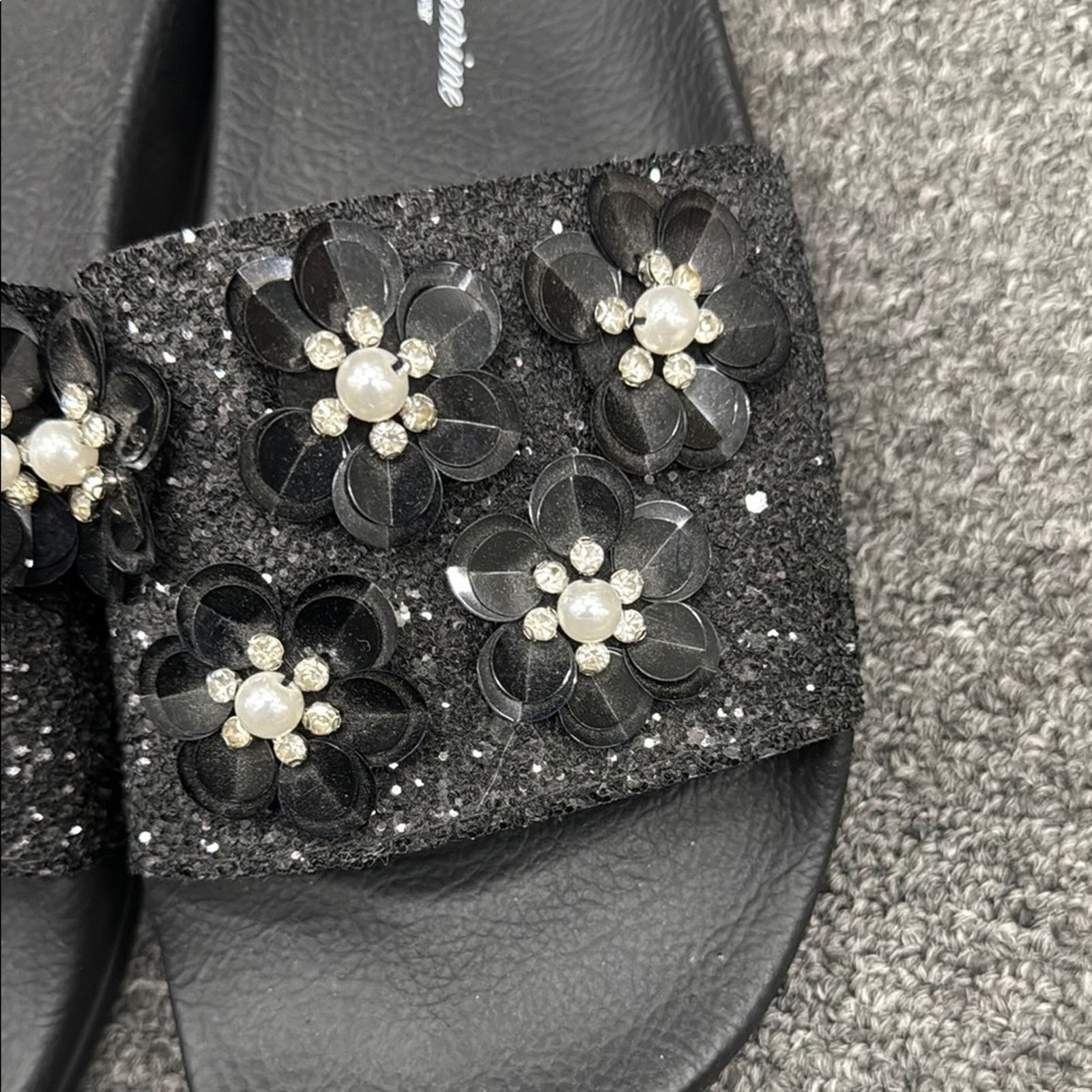 Blumarine NWT Blumarine Black Floral Women's Slides Size 37 US 7 Size US 7 / IT 37 - 2 Thumbnail