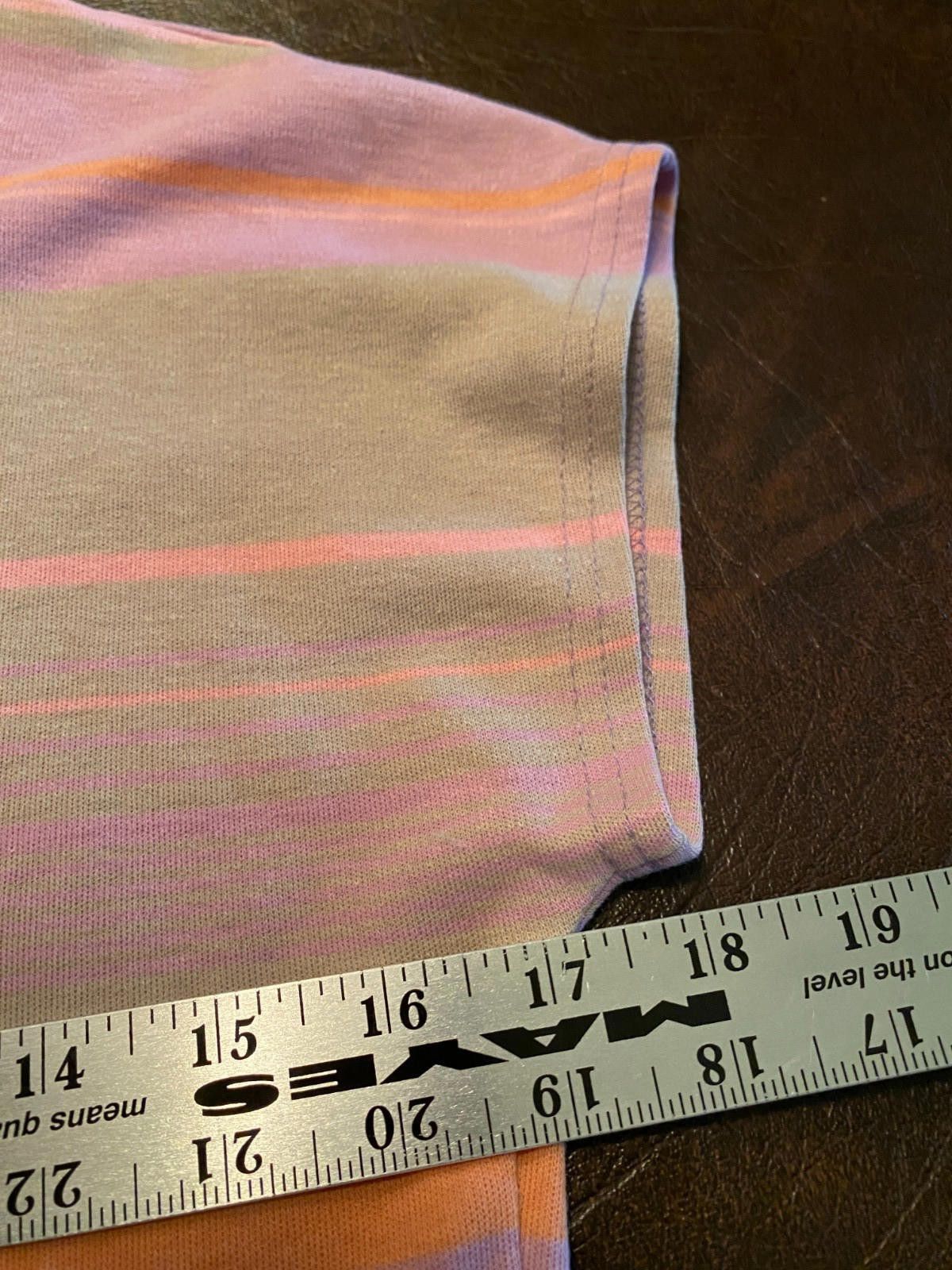 Designer Vintage ACTIII Pink/Grey/Orange Striped SS T-Shirt (B11) Size M / US 6-8 / IT 42-44 - 8 Thumbnail
