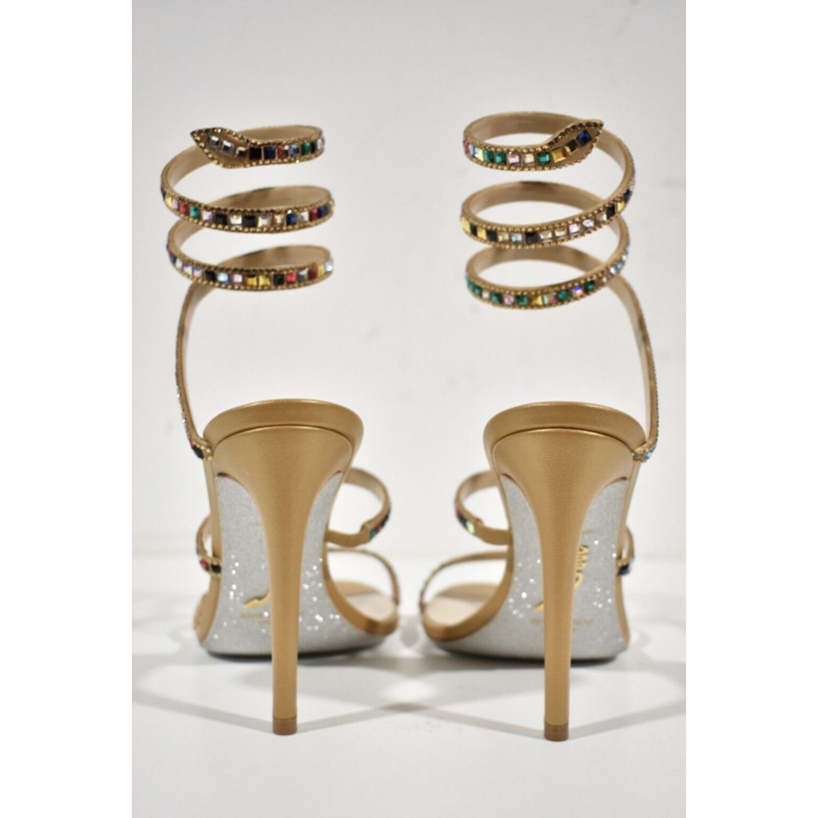 Rene Caovilla Cleo Crystal Ankle Strap Sandal Heel Pump 37.5 Size US 7.5 / IT 37.5 - 11 Thumbnail