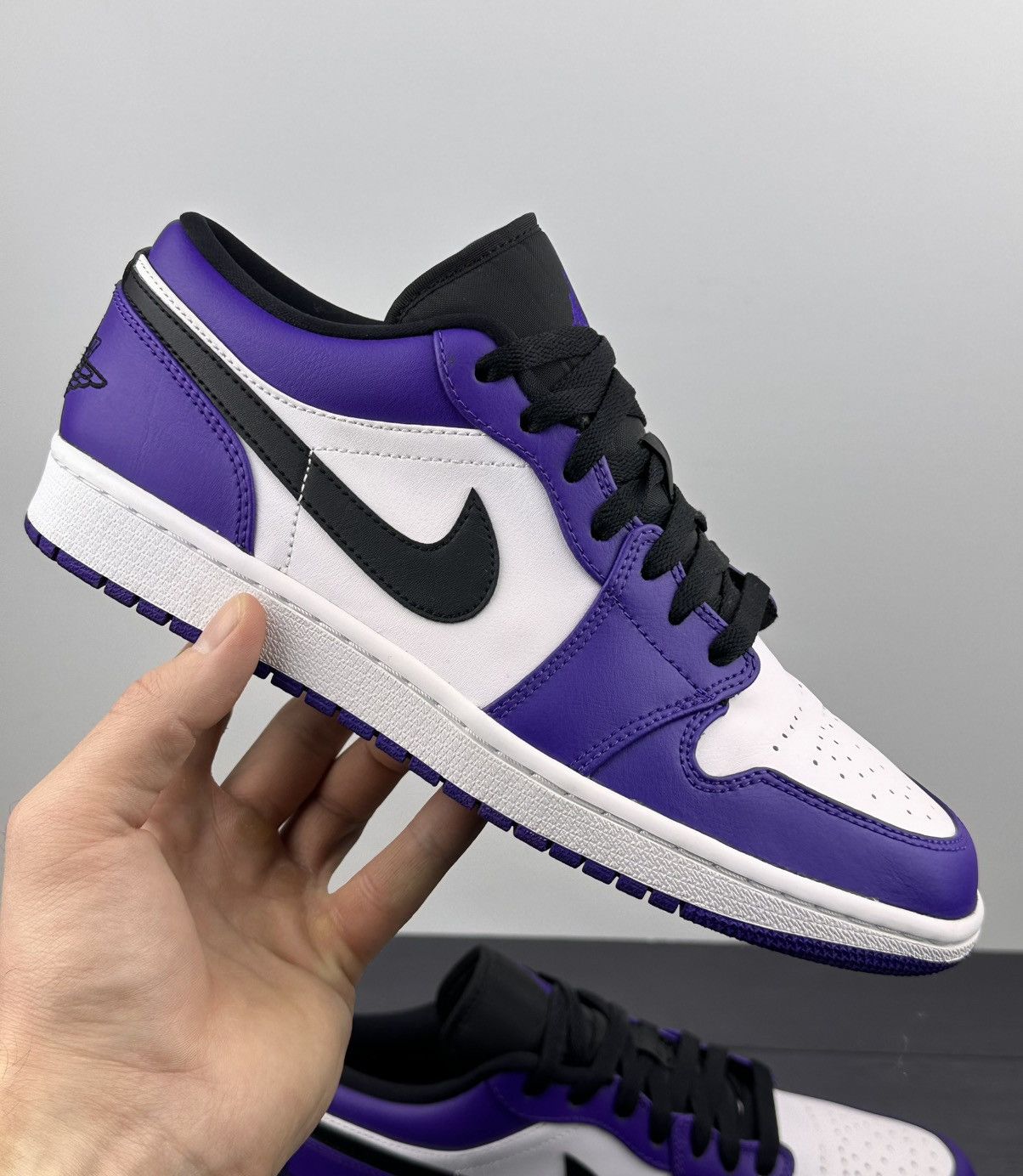 Nike Nike Air Jordan 1 Low Leather Court Purple White Black Sz 9 Size US 9 / EU 42 - 3 Thumbnail