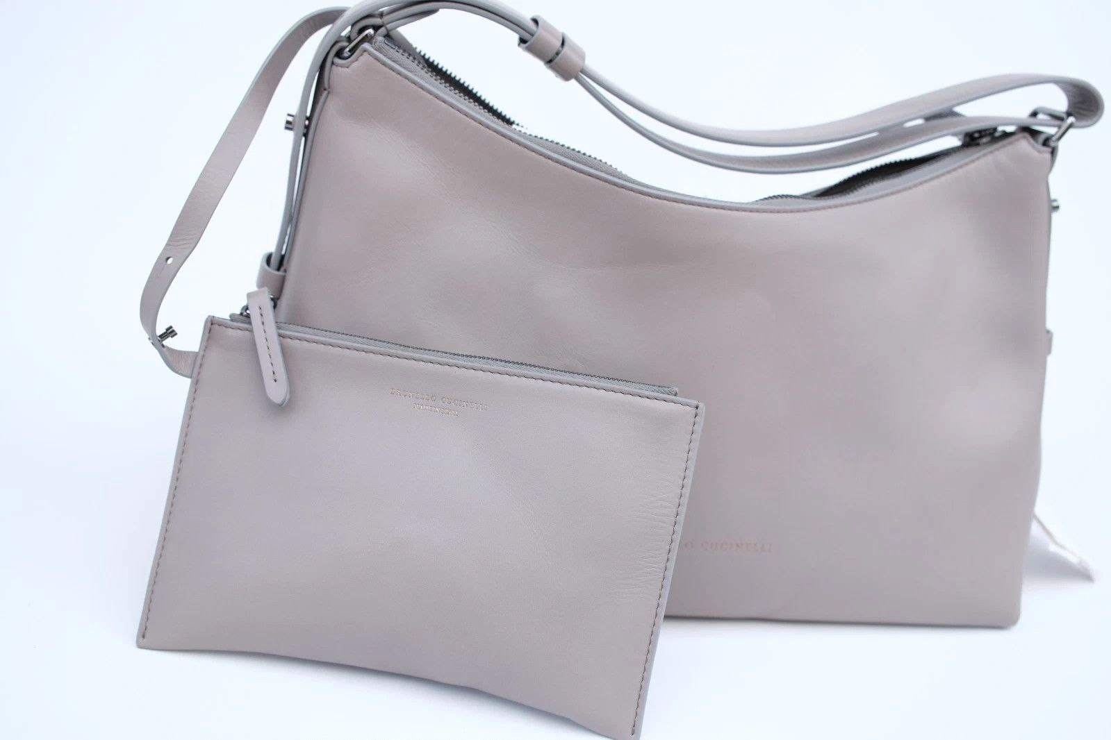 Brunello Cucinelli New Brunello Cucinelli Beige Leather Hobo Shoulder Bag Size ONE SIZE - 3 Thumbnail